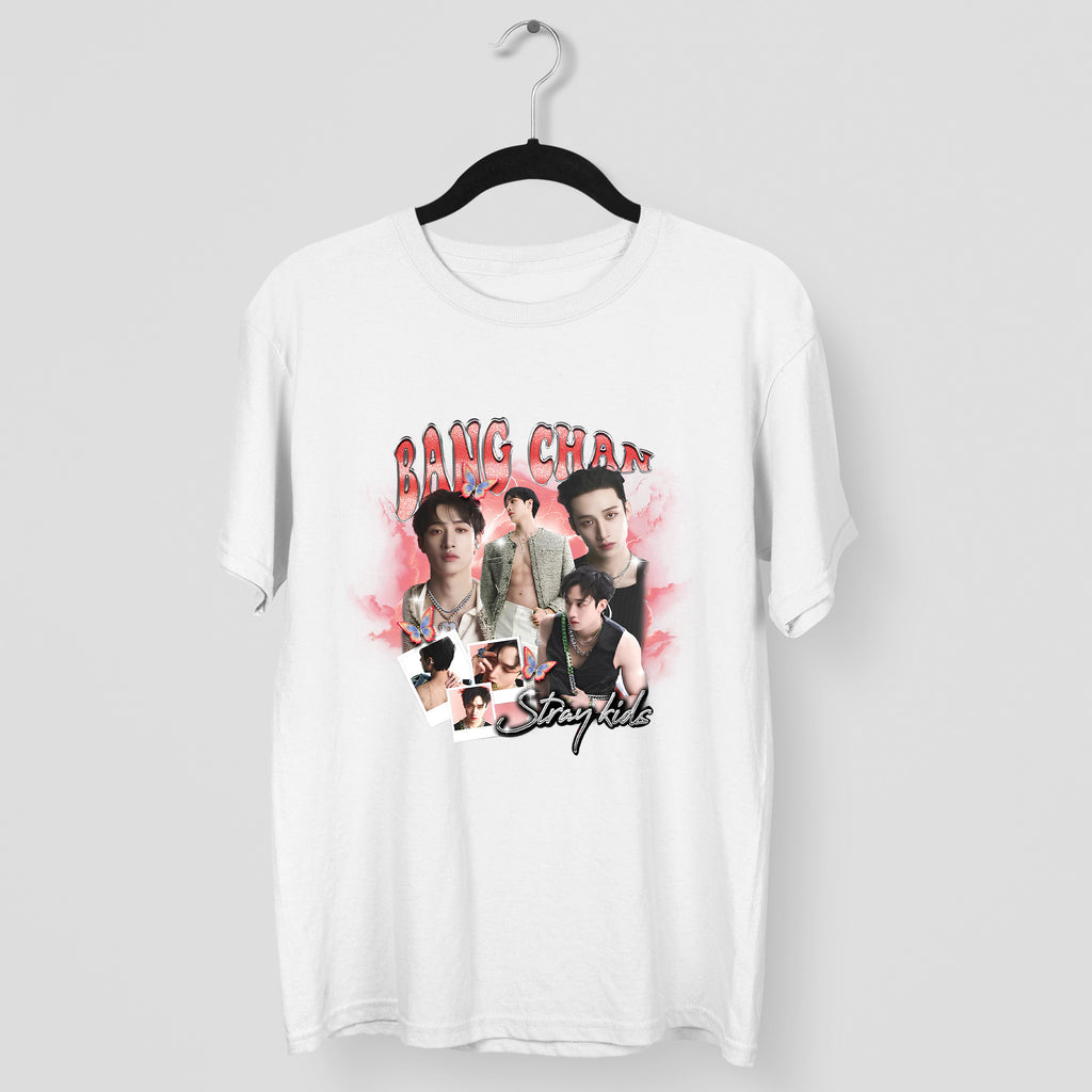 Stray Kids Graphic Bang Chan T-Shirt - Main view, Y2K kpop concert tee