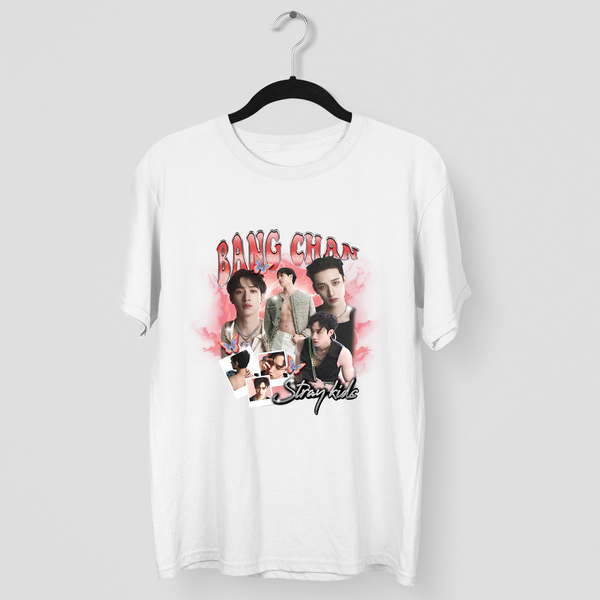 Stray Kids Graphic Bang Chan T-Shirt - Main view, Y2K kpop concert tee