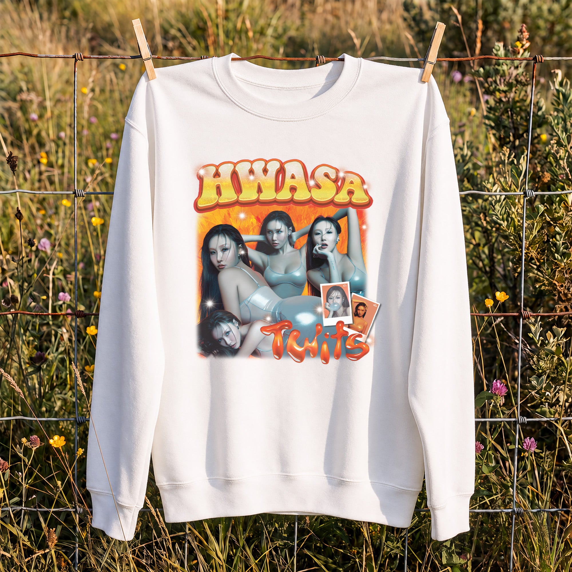 HWASA Graphic Twits Sweatshirt - Hang view, Y2K kpop concert sweatshirt