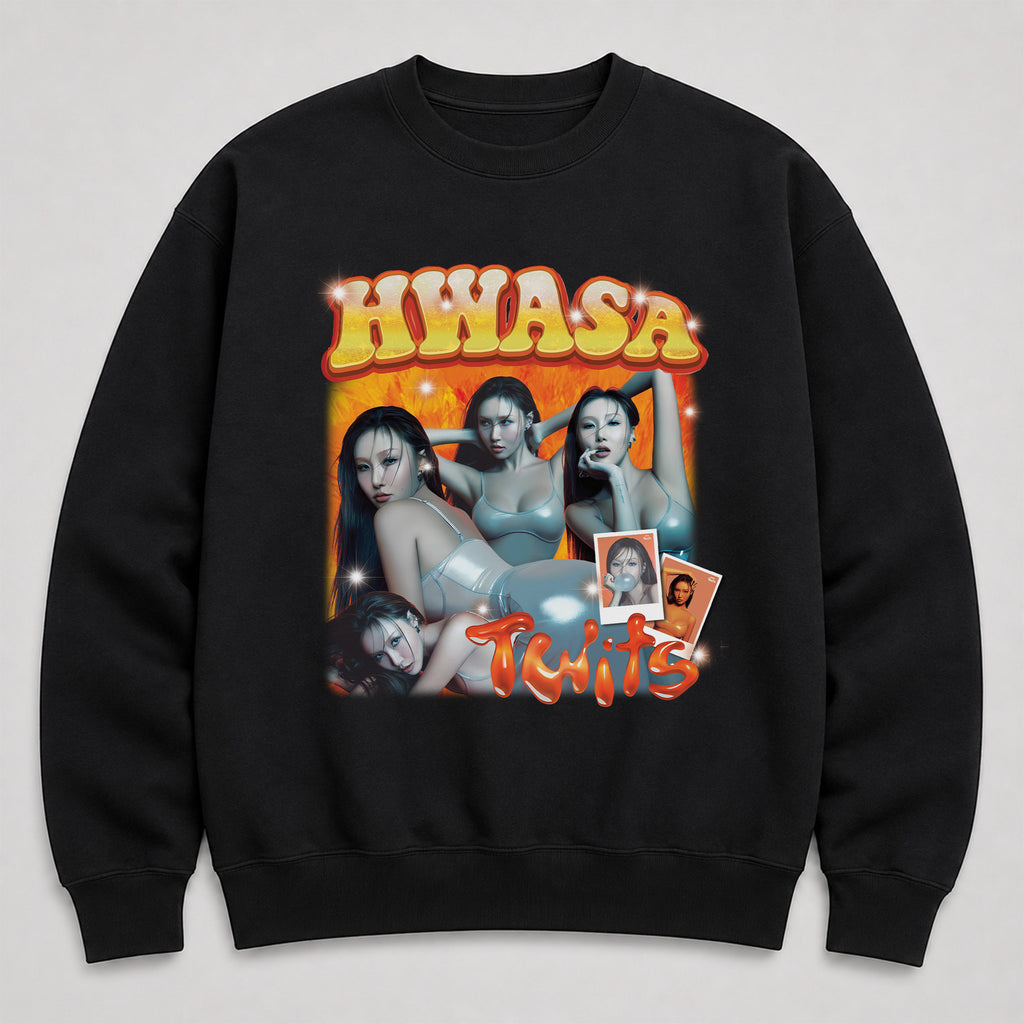 HWASA Graphic Twits Sweatshirt - Main view, Y2K kpop concert sweatshirt
