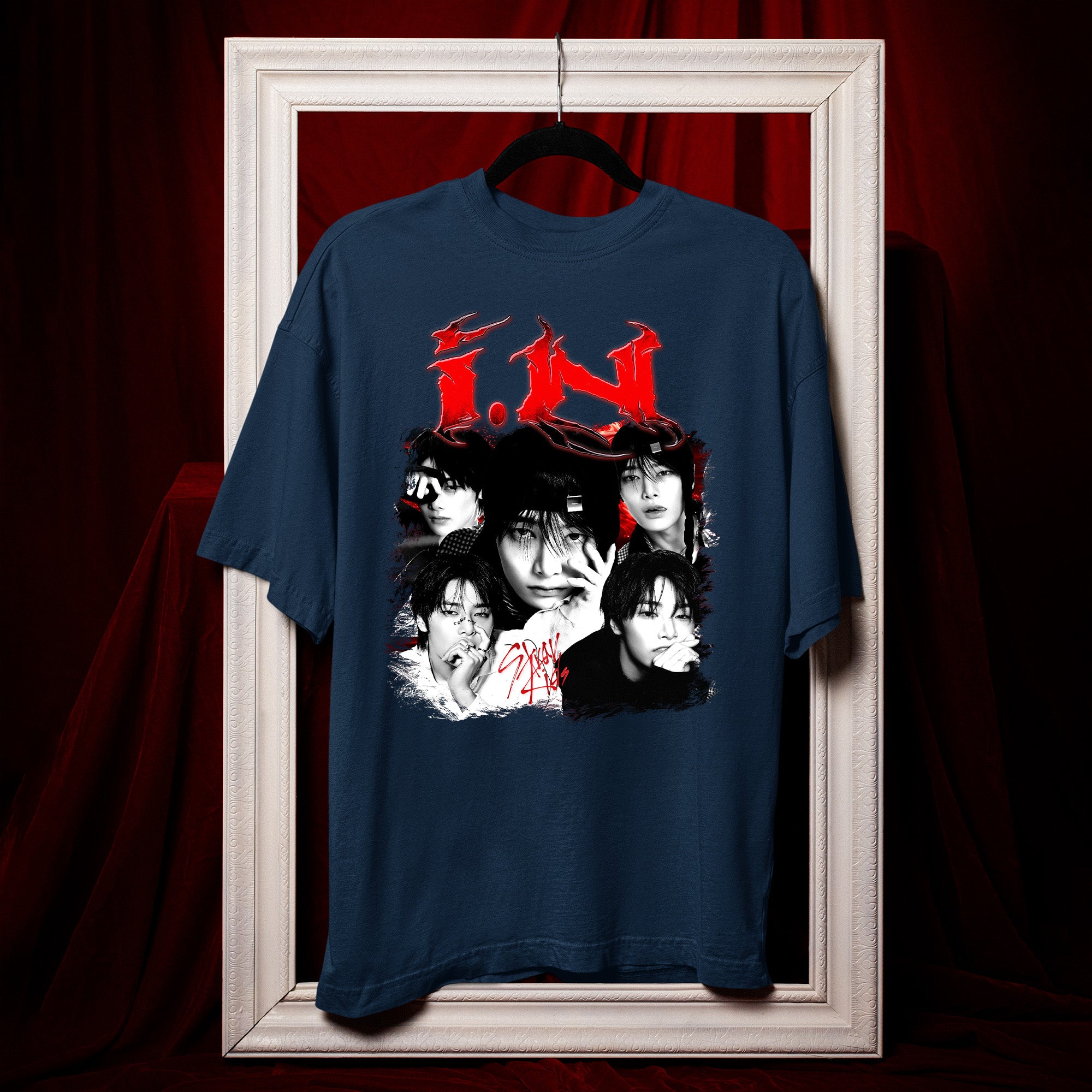 Stray Kids Graphic IN T-Shirt - Hang view, Y2K kpop concert tee