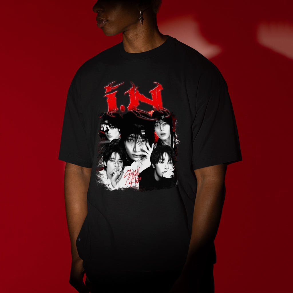 Stray Kids Graphic IN T-Shirt - Men view, Y2K kpop concert tee