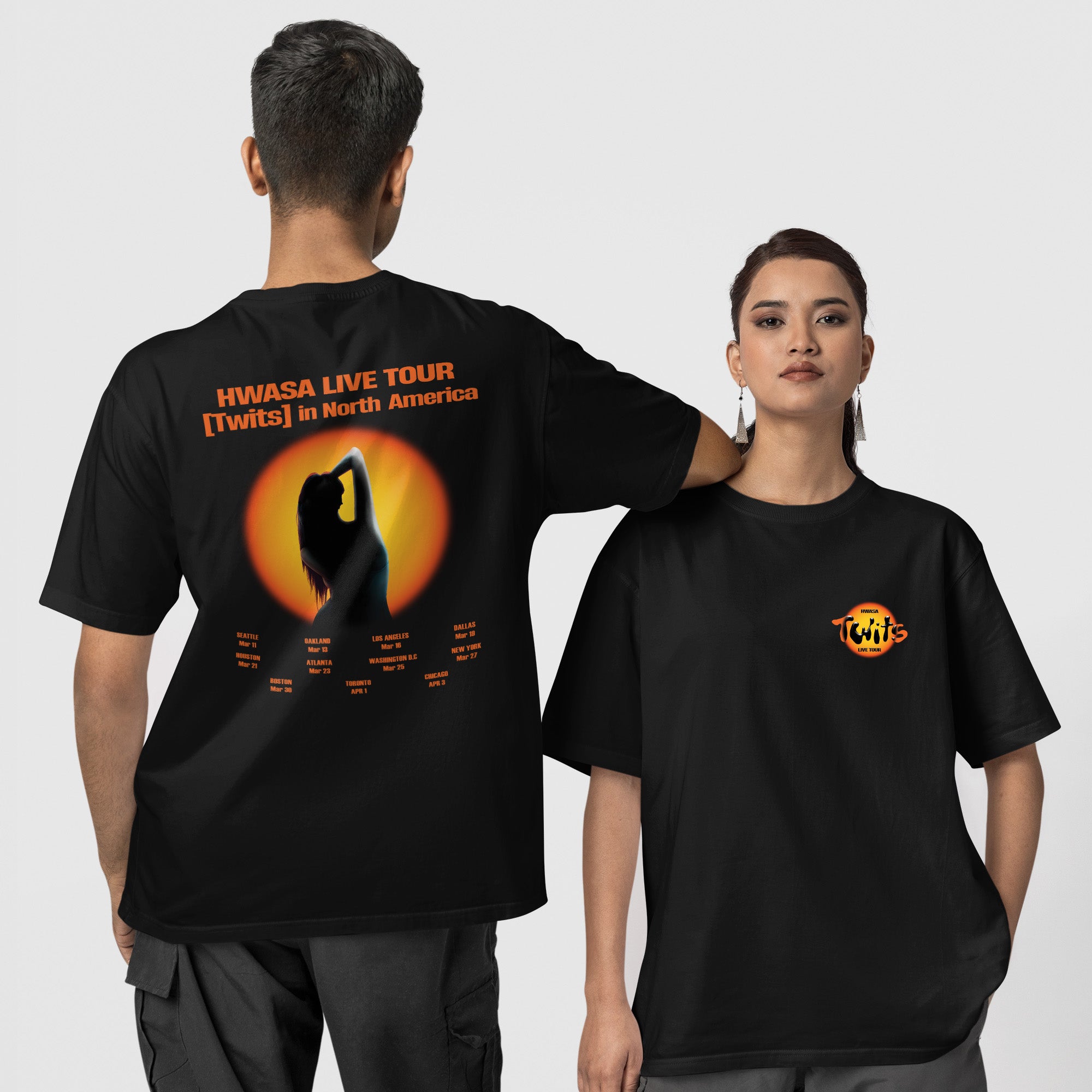 Hwasa Twits Tour In US T-Shirt - Couple 1 view, Y2K kpop concert tee