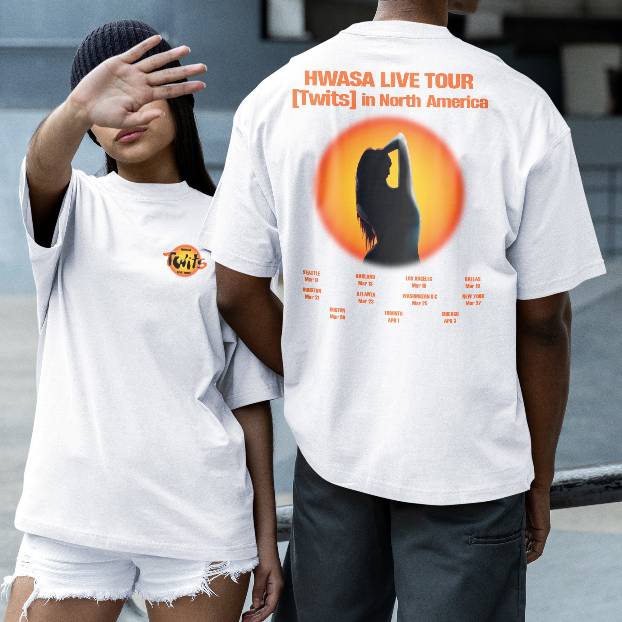 Hwasa Twits Tour In US T-Shirt - Couple 2 view, Y2K kpop concert tee