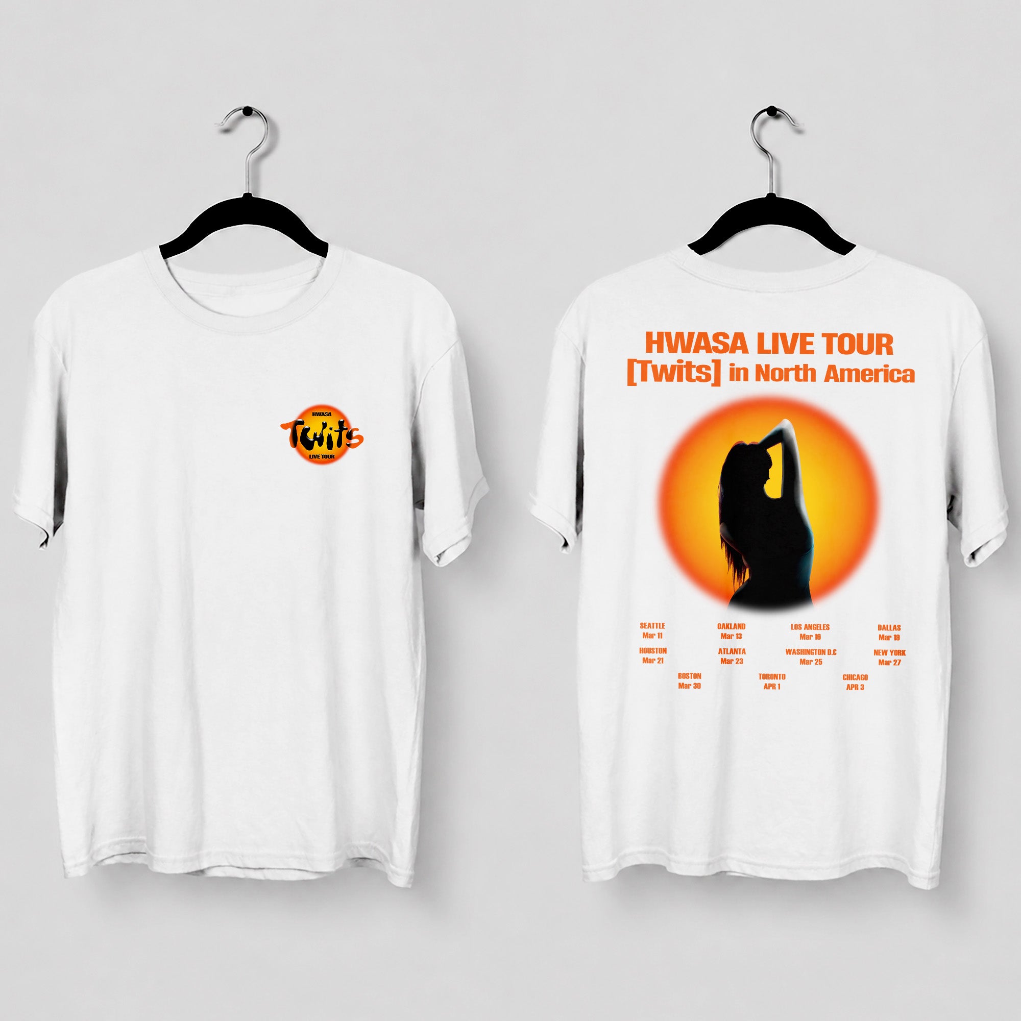 Hwasa Twits Tour In US T-Shirt - Main view, Y2K kpop concert tee