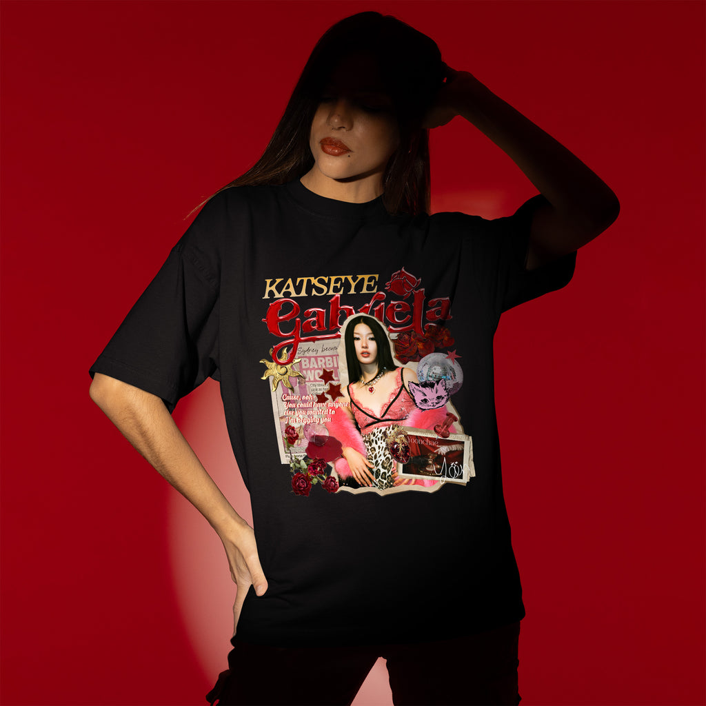 KATSEYE Gabriela Yoonchae T-Shirt - Women view, Y2K kpop concert tee
