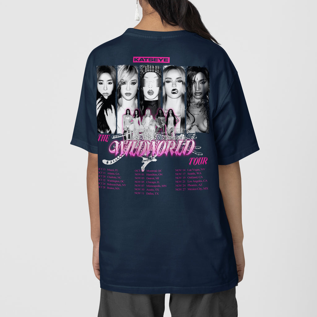 KATSEYE The Wildworld Tour T-Shirt - Back view, Y2K kpop concert tee