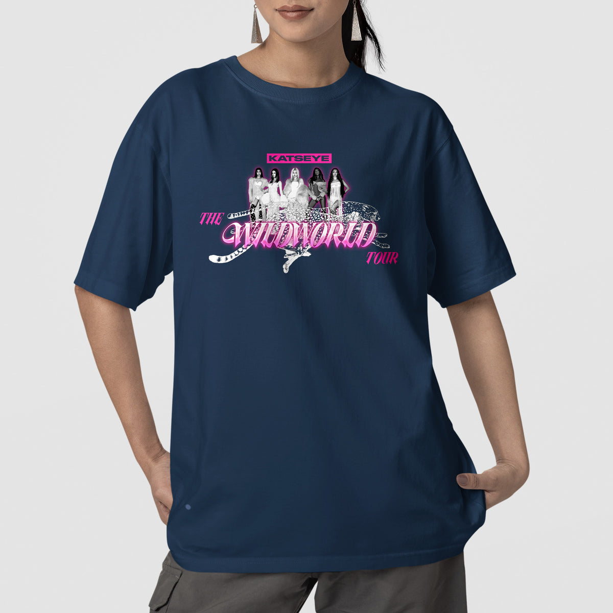 KATSEYE The Wildworld Tour T-Shirt - Front view, Y2K kpop concert tee