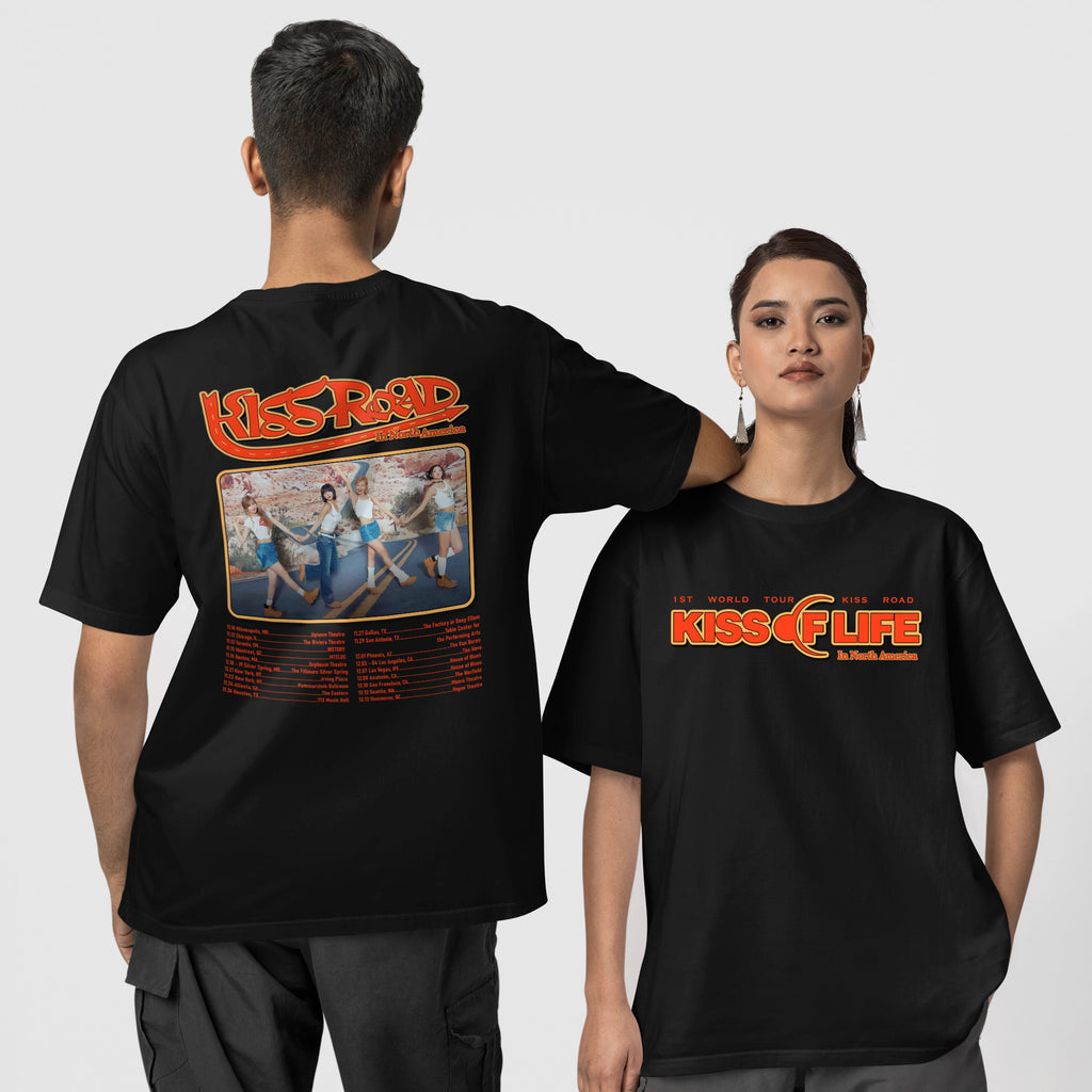 Kiss Of Life Tour In US T-Shirt - Couple 1 view, Y2K kpop concert tee