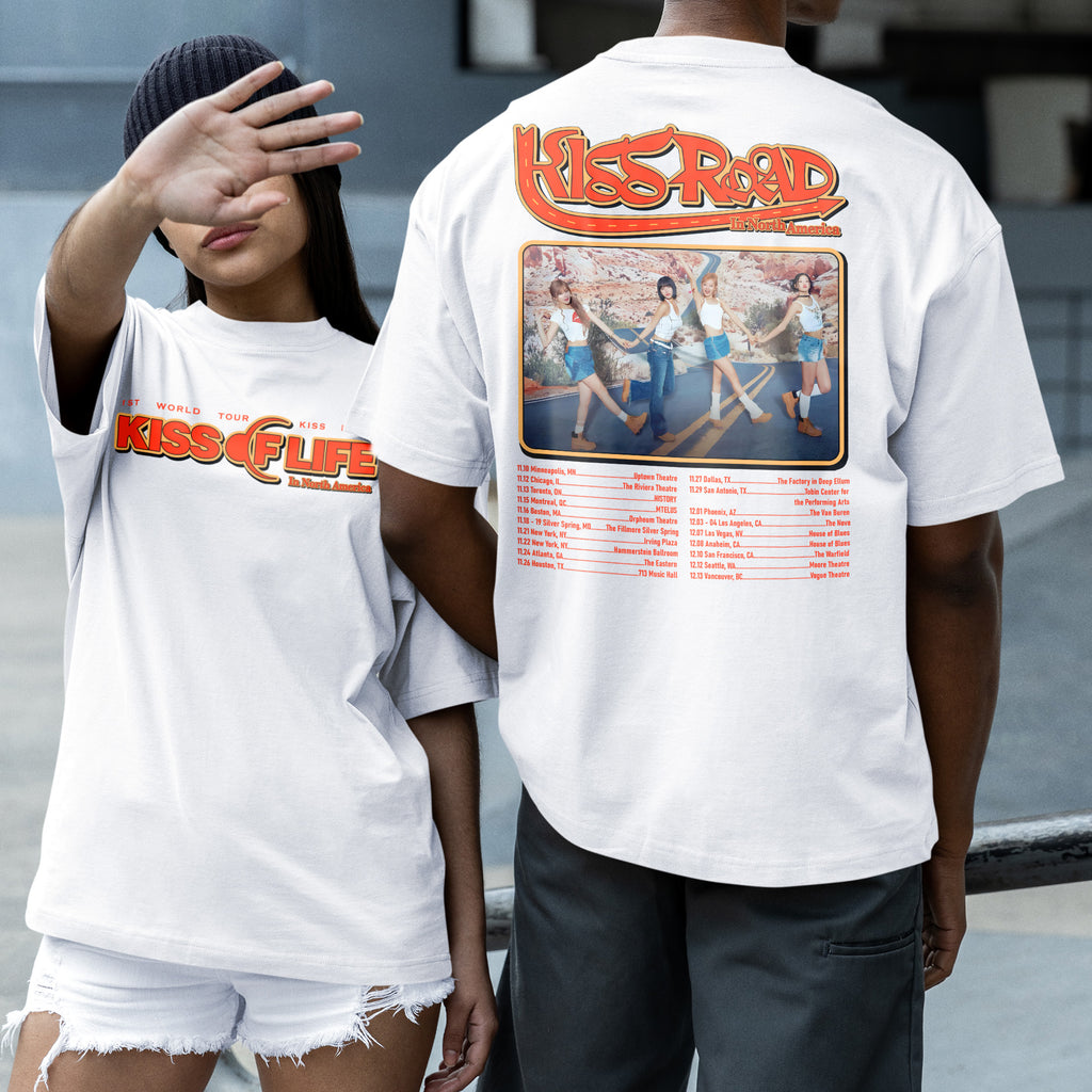 Kiss Of Life Tour In US T-Shirt - Couple 2 view, Y2K kpop concert tee