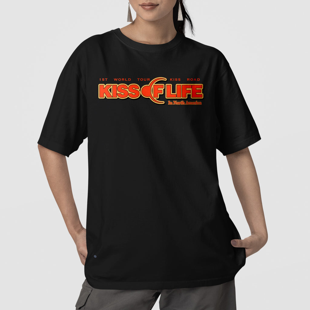 Kiss Of Life Tour In US T-Shirt - Front view, Y2K kpop concert tee