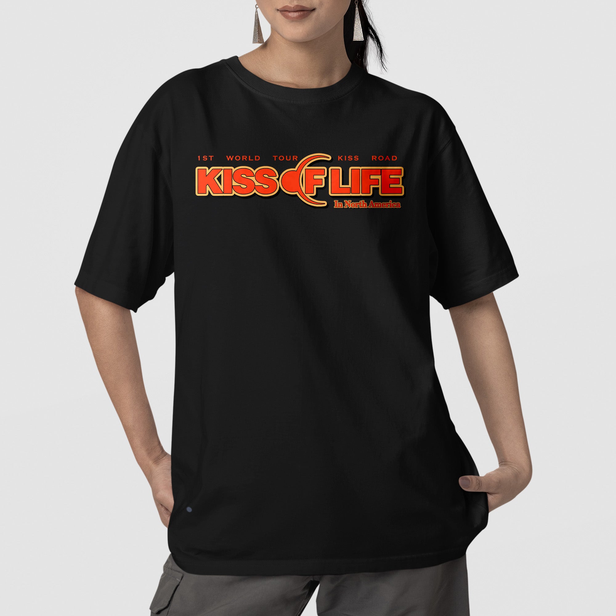 Kiss Of Life Tour In US T-Shirt - Front view, Y2K kpop concert tee