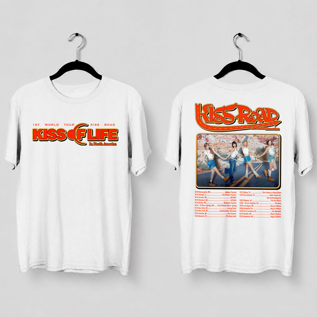 Kiss Of Life Tour In US T-Shirt - Main view, Y2K kpop concert tee