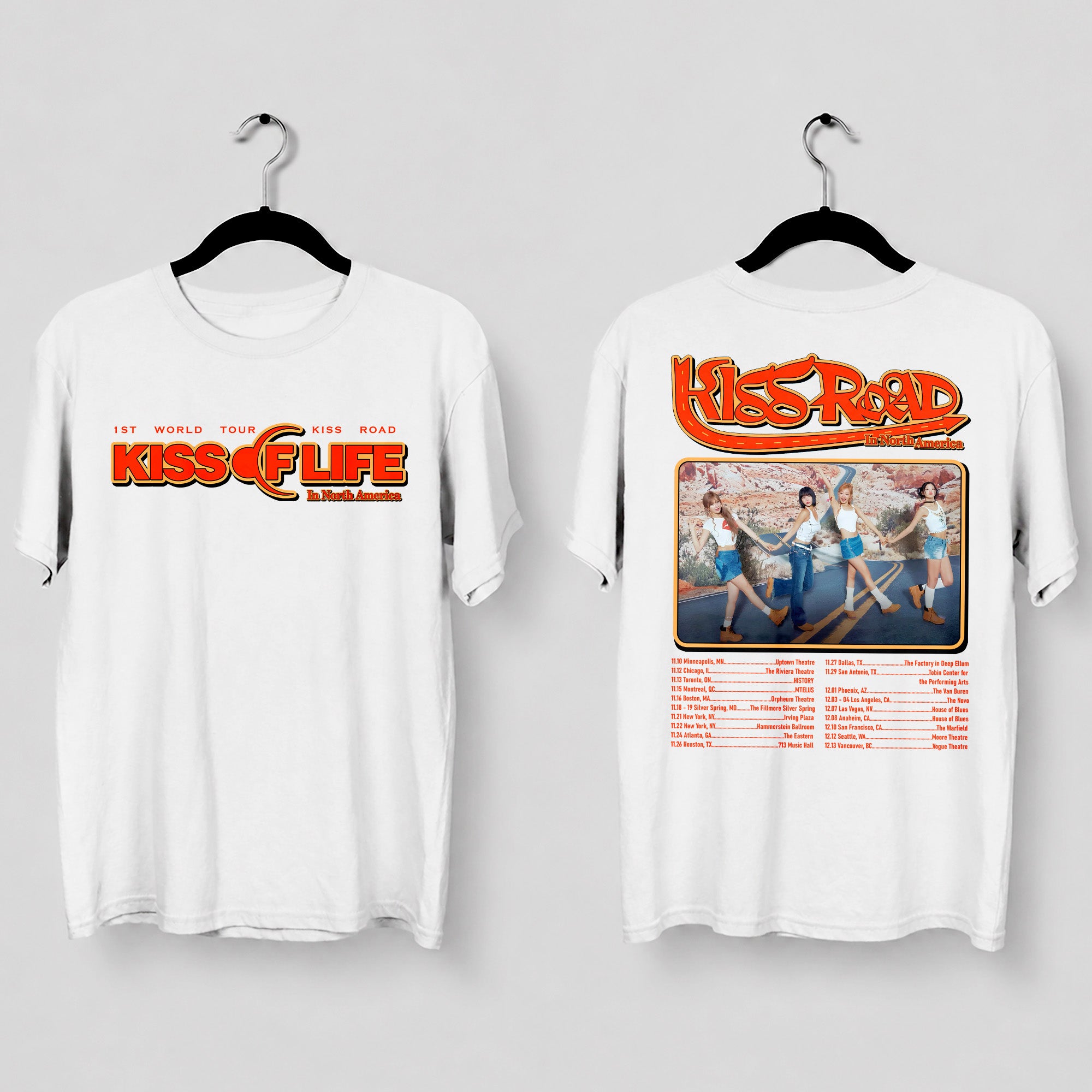 Kiss Of Life Tour In US T-Shirt - Main view, Y2K kpop concert tee