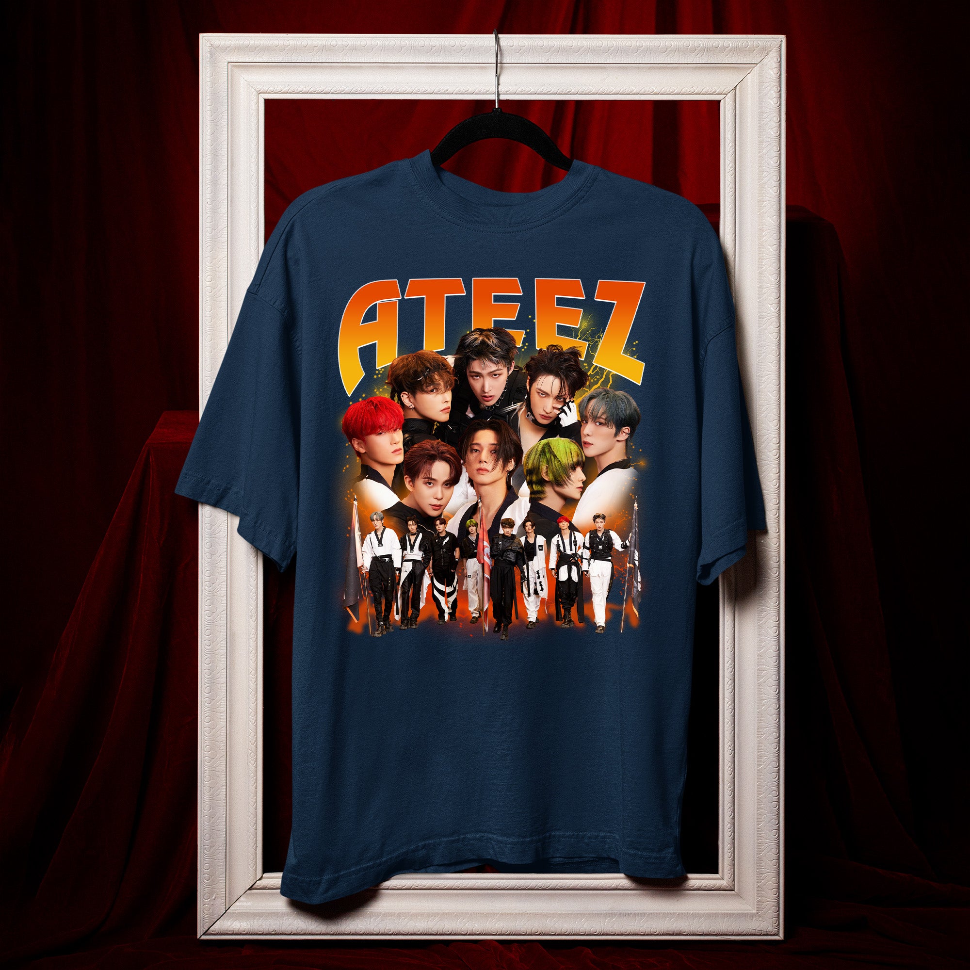 ATEEZ Retro Boy Band K-pop T-Shirt - Hang view, Y2K kpop concert tee