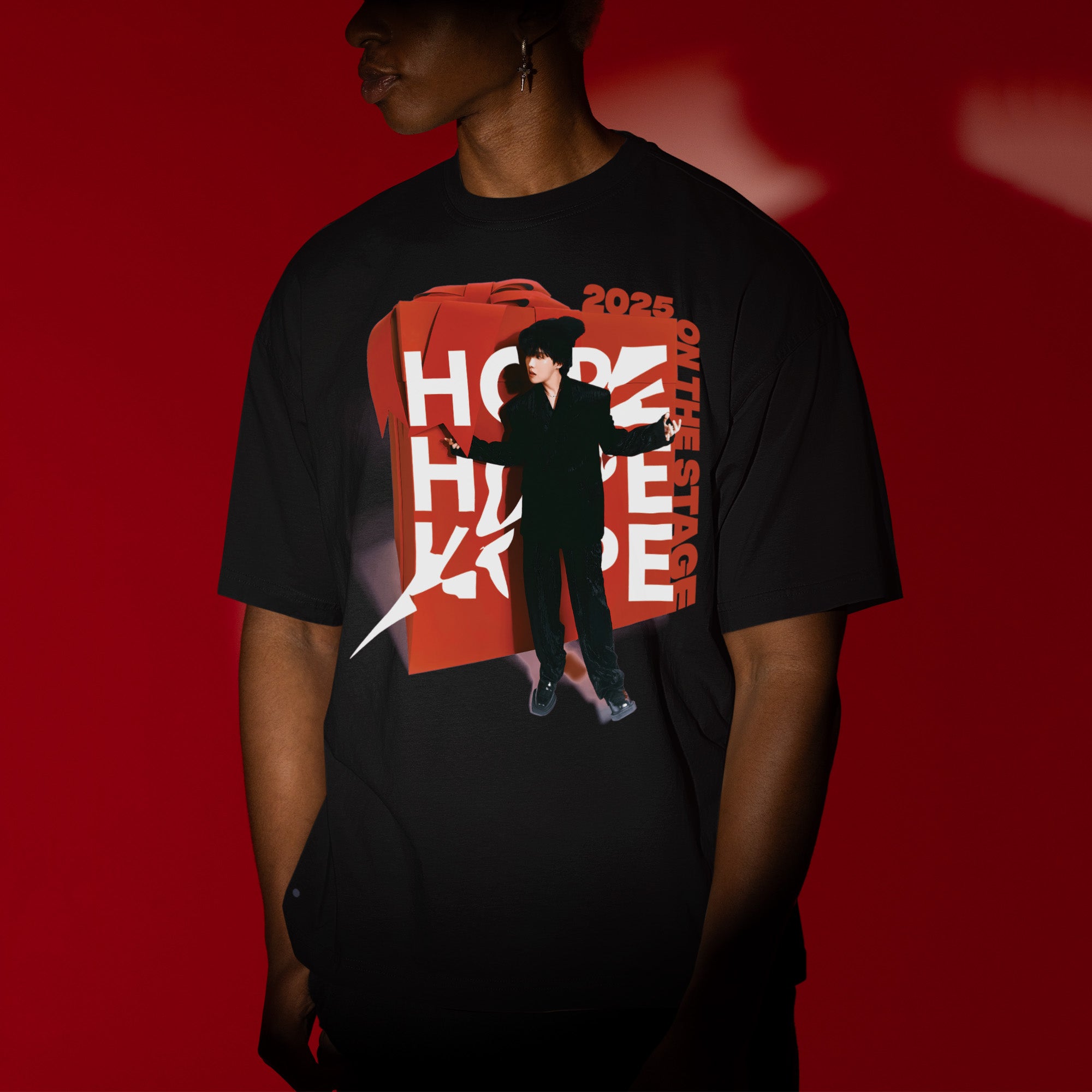 BTS J-Hope Retro On The Stage T-Shirt - Men view, Y2K kpop concert tee