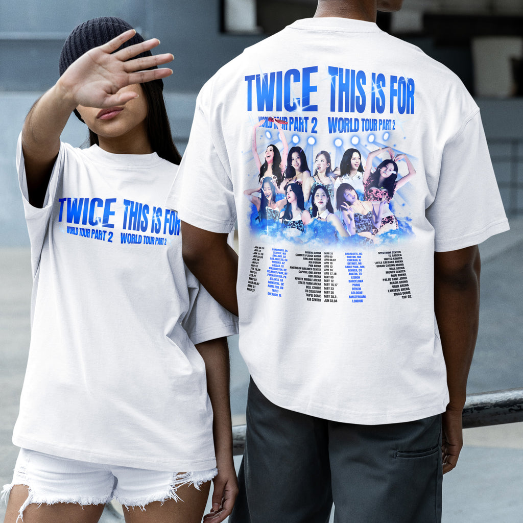 TWICE Retro This Is For World Tour 2 T-Shirt - Couple 2 view, Y2K kpop concert tee
