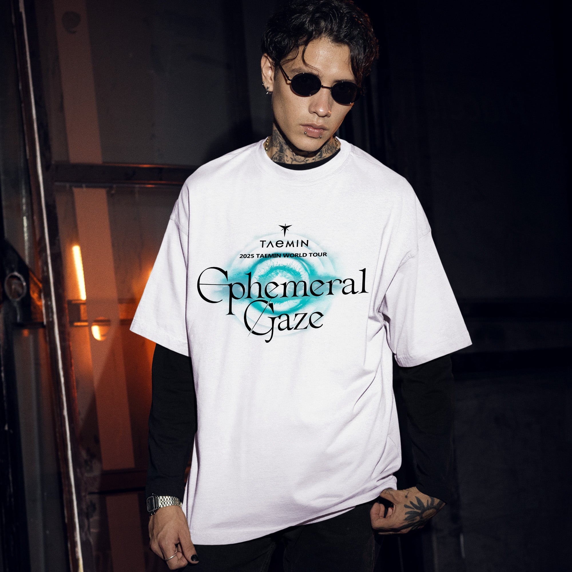 Taemin Ephemeral Gaze Concert T-Shirt - Men Front view, Y2K kpop concert tee