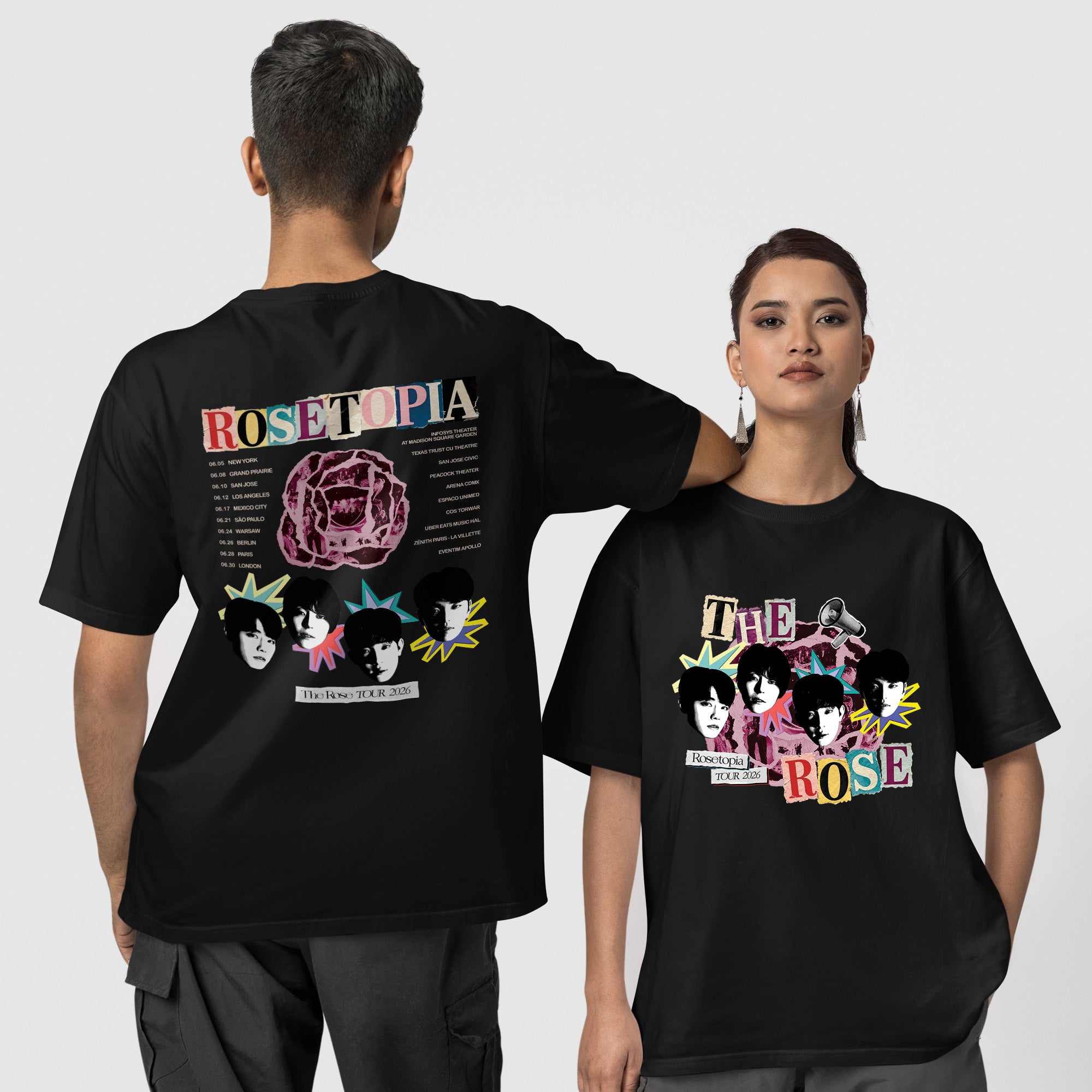 The Rose Rosetopia 2026 T-Shirt - Couple 1 view, Y2K kpop concert tee