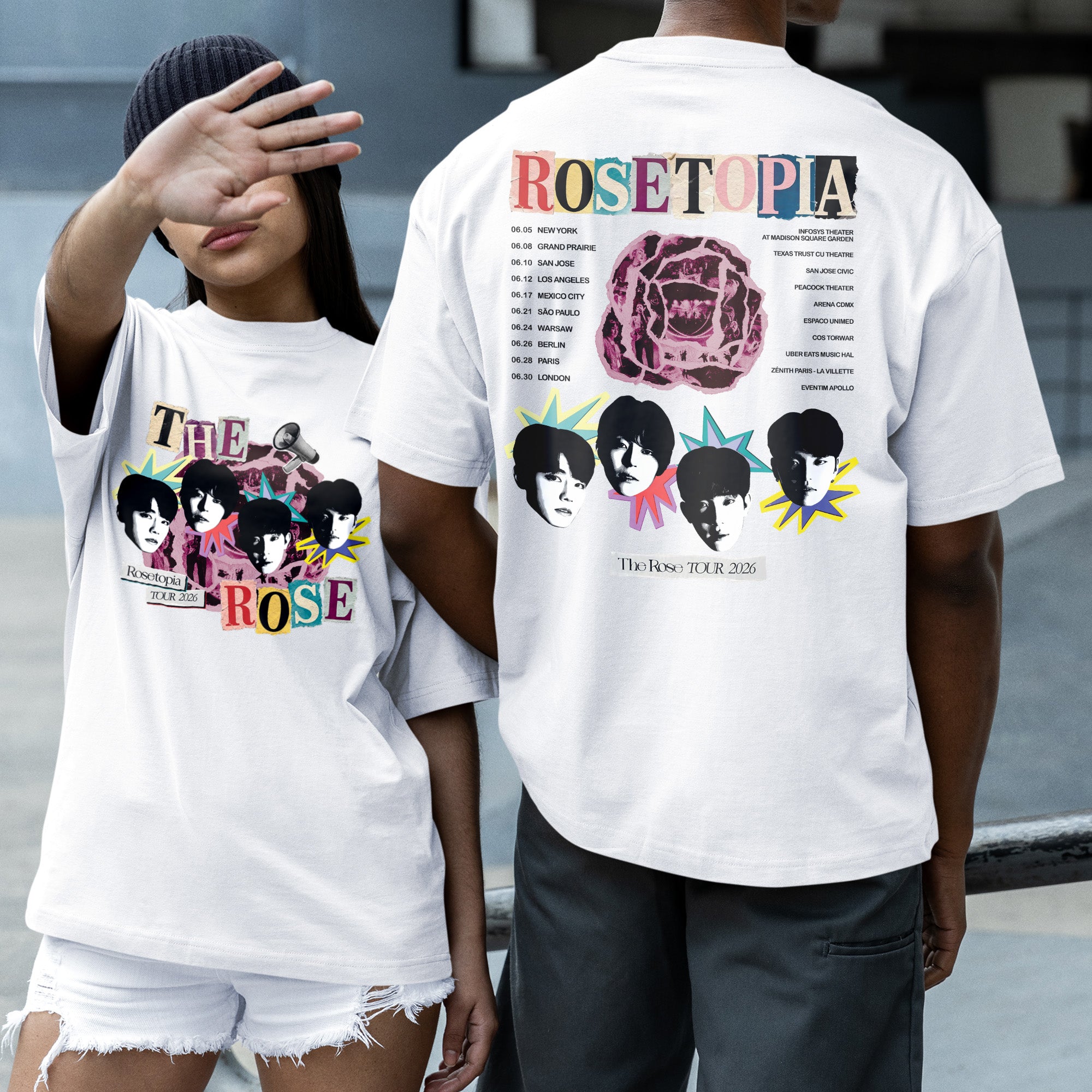 The Rose Rosetopia 2026 T-Shirt - Couple 2 view, Y2K kpop concert tee