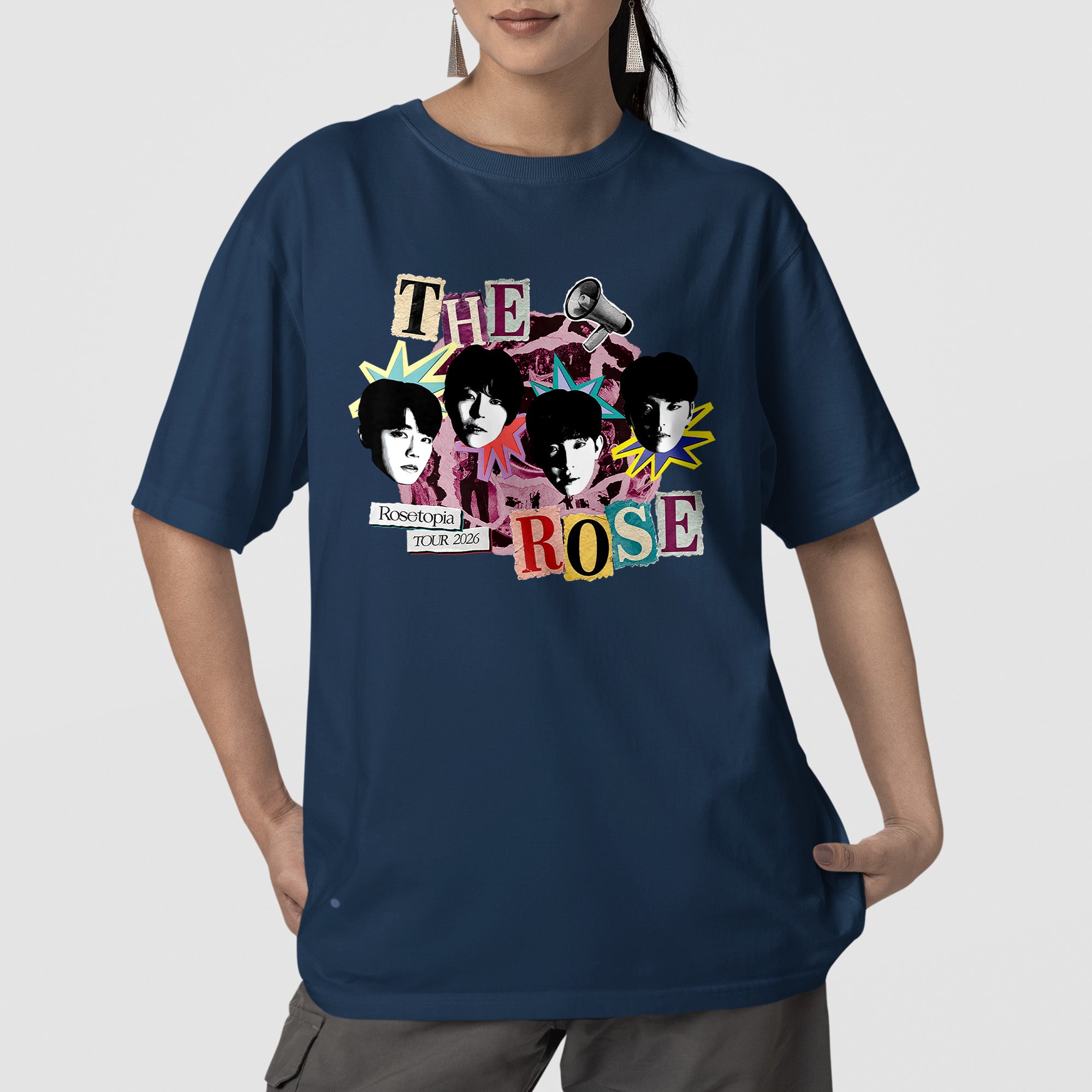 The Rose Rosetopia 2026 T-Shirt - Front view, Y2K kpop concert tee