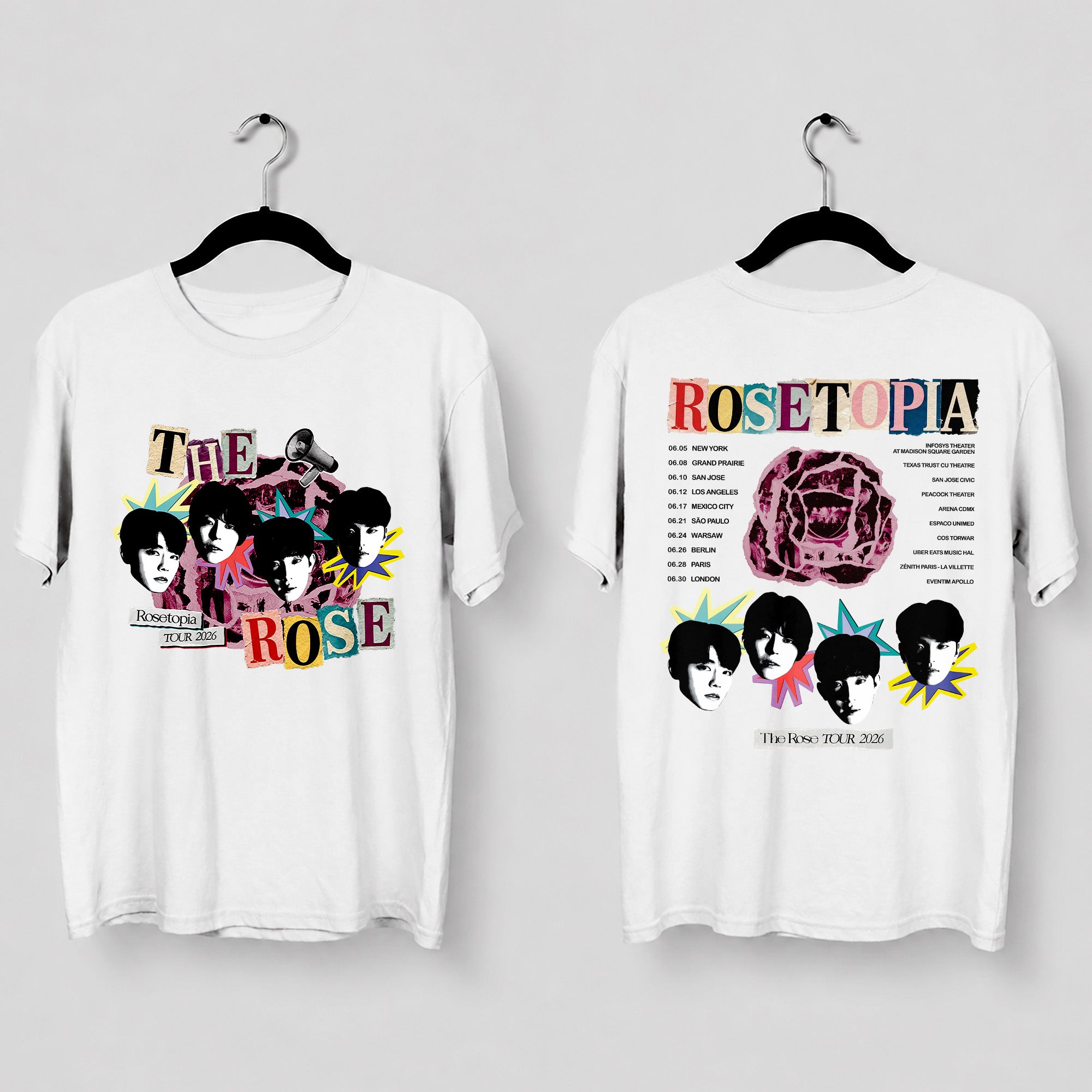 The Rose Rosetopia 2026 T-Shirt - Main view, Y2K kpop concert tee