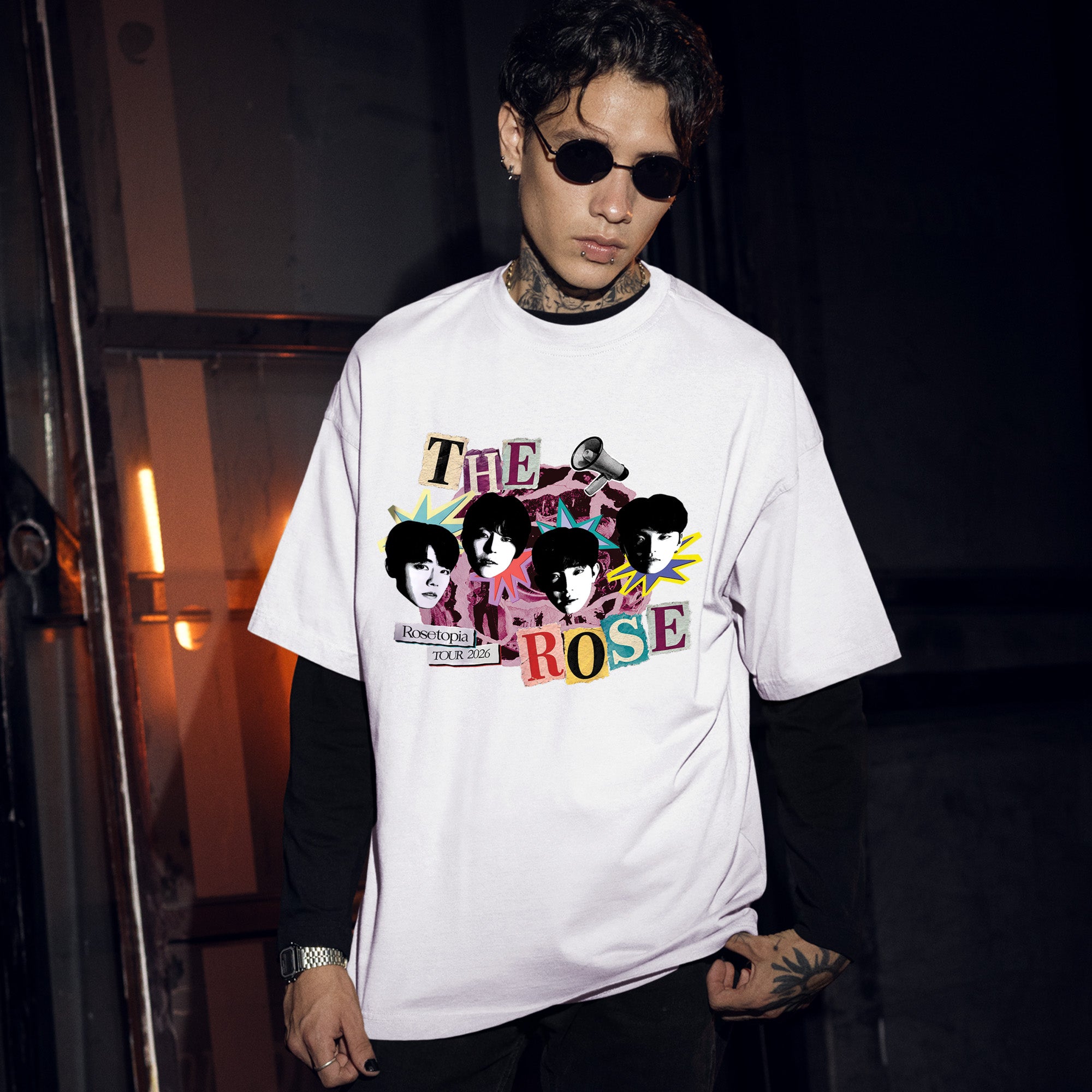 The Rose Rosetopia 2026 T-Shirt - Men Front view, Y2K kpop concert tee