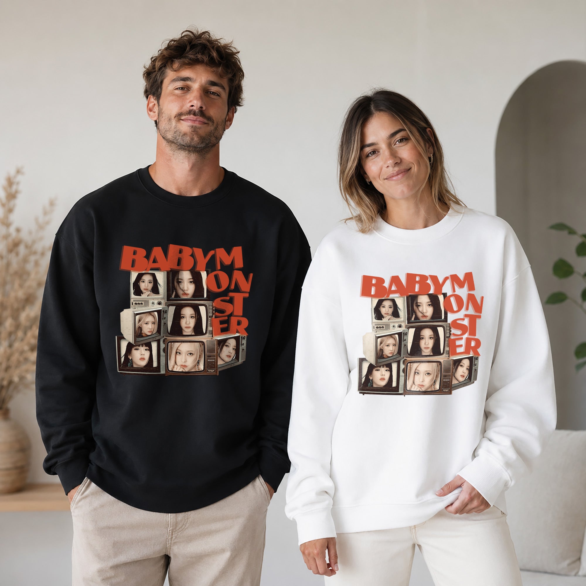 BABYMONSTER member Sweatshirt - Couple view, Y2K kpop concert sweatshirt