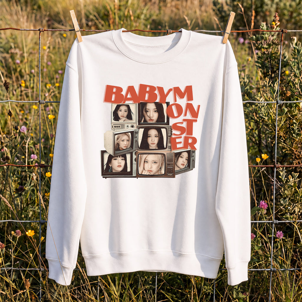 BABYMONSTER member Sweatshirt - Hang view, Y2K kpop concert sweatshirt