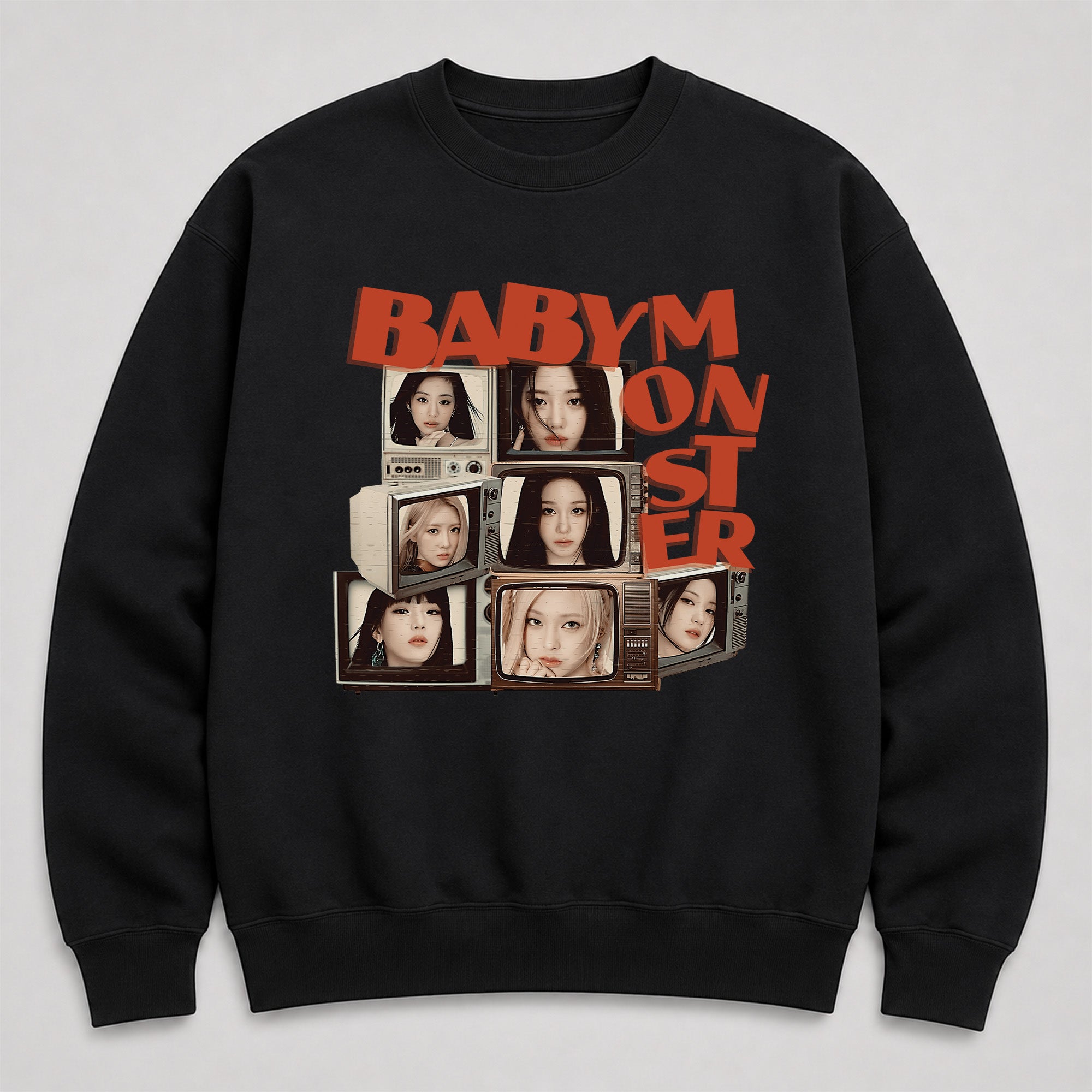 BABYMONSTER member Sweatshirt - Main view, Y2K kpop concert sweatshirt