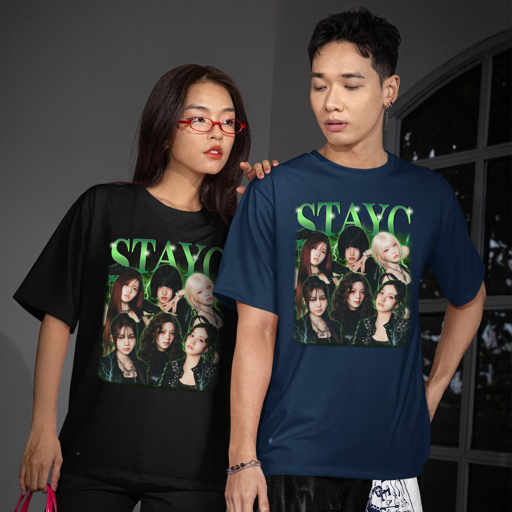 STAYC Retro Classic T-Shirt - Couple view, Y2K kpop concert tee