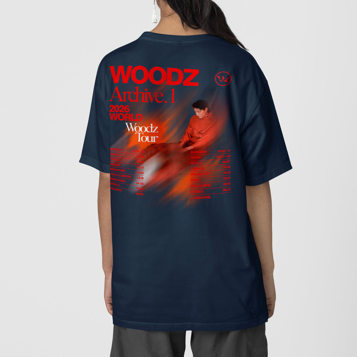 WOODZ Archive 2026 World Tour T-Shirt - Back view, Y2K kpop concert tee