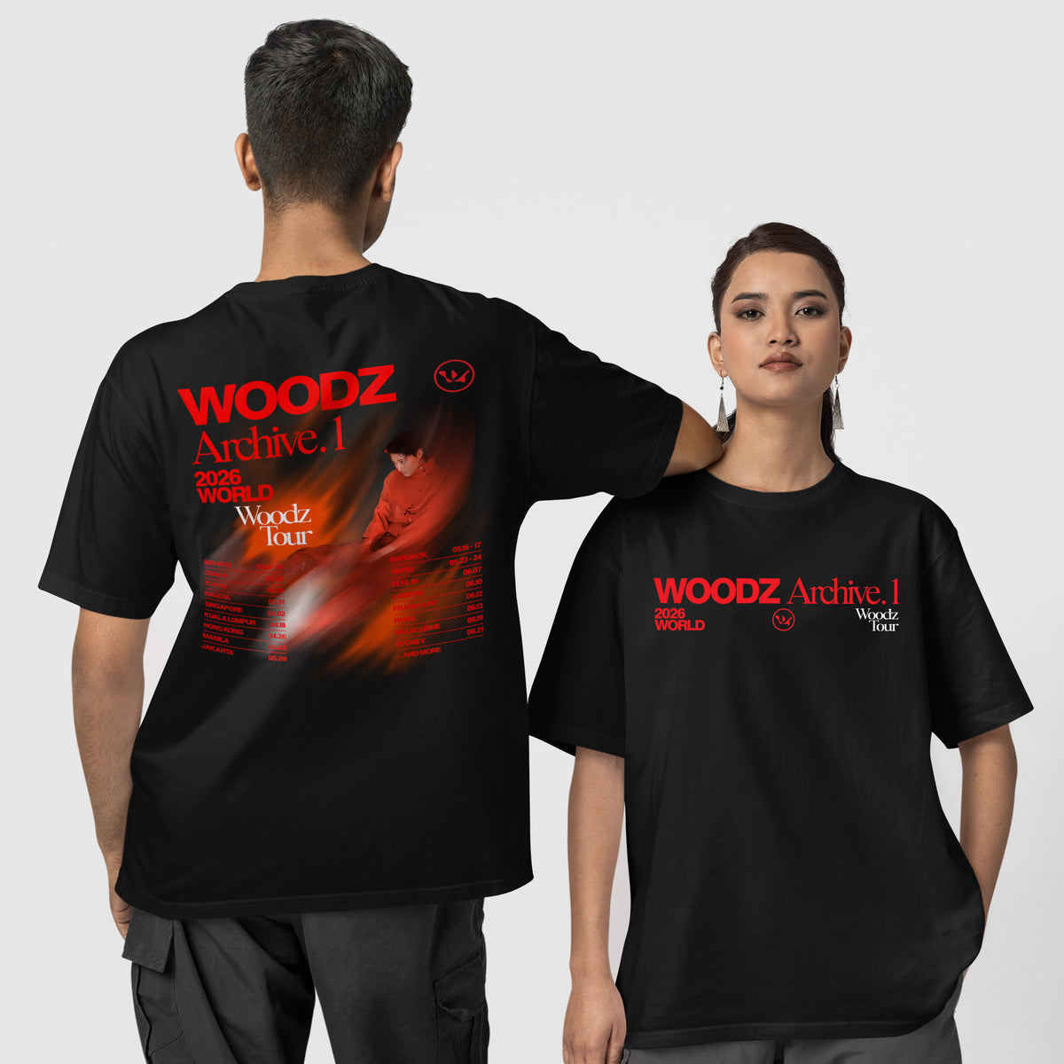 WOODZ Archive 2026 World Tour T-Shirt - Couple 1 view, Y2K kpop concert tee