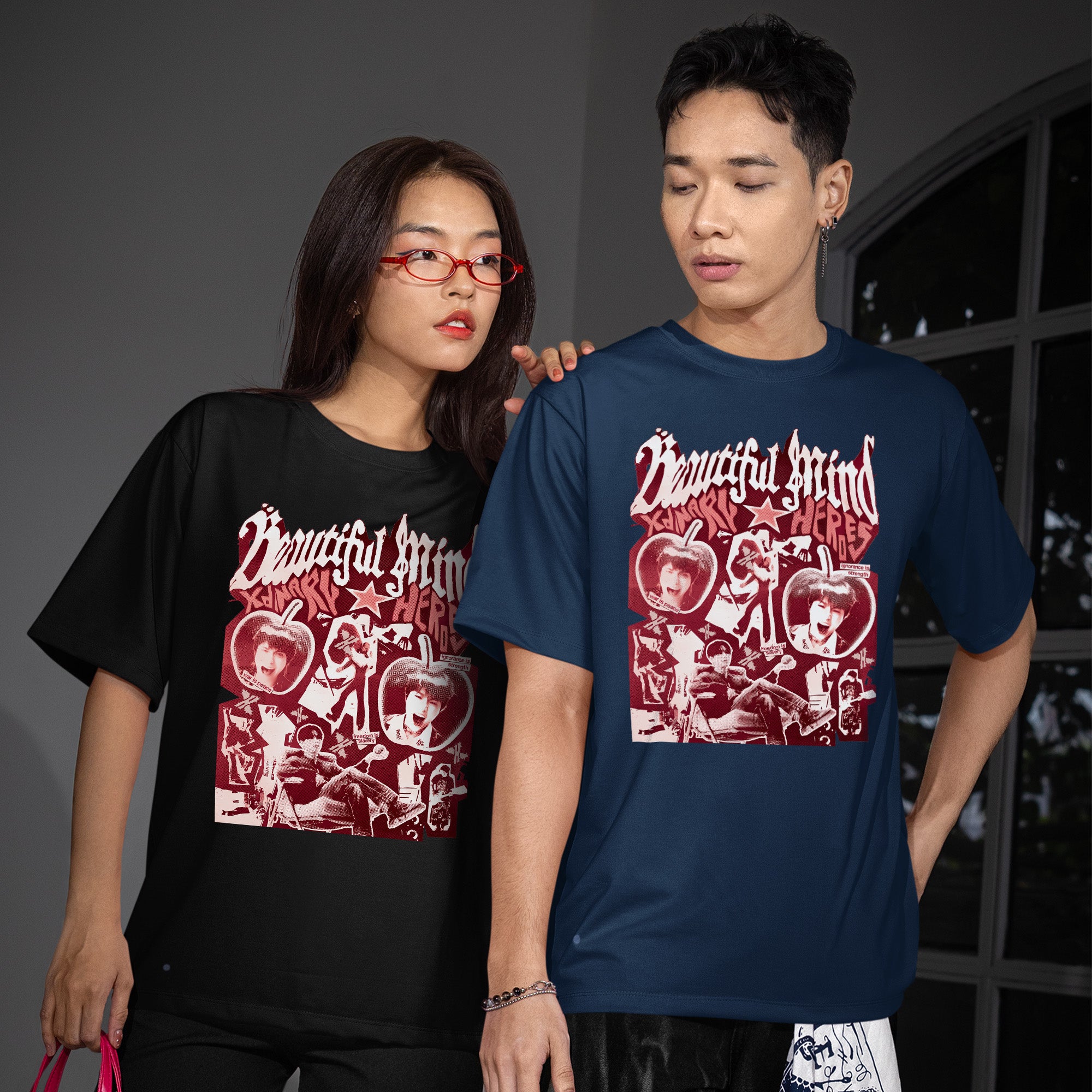 XDINARY HEROES Beautiful Mind T-Shirt - Couple view, Y2K kpop concert tee