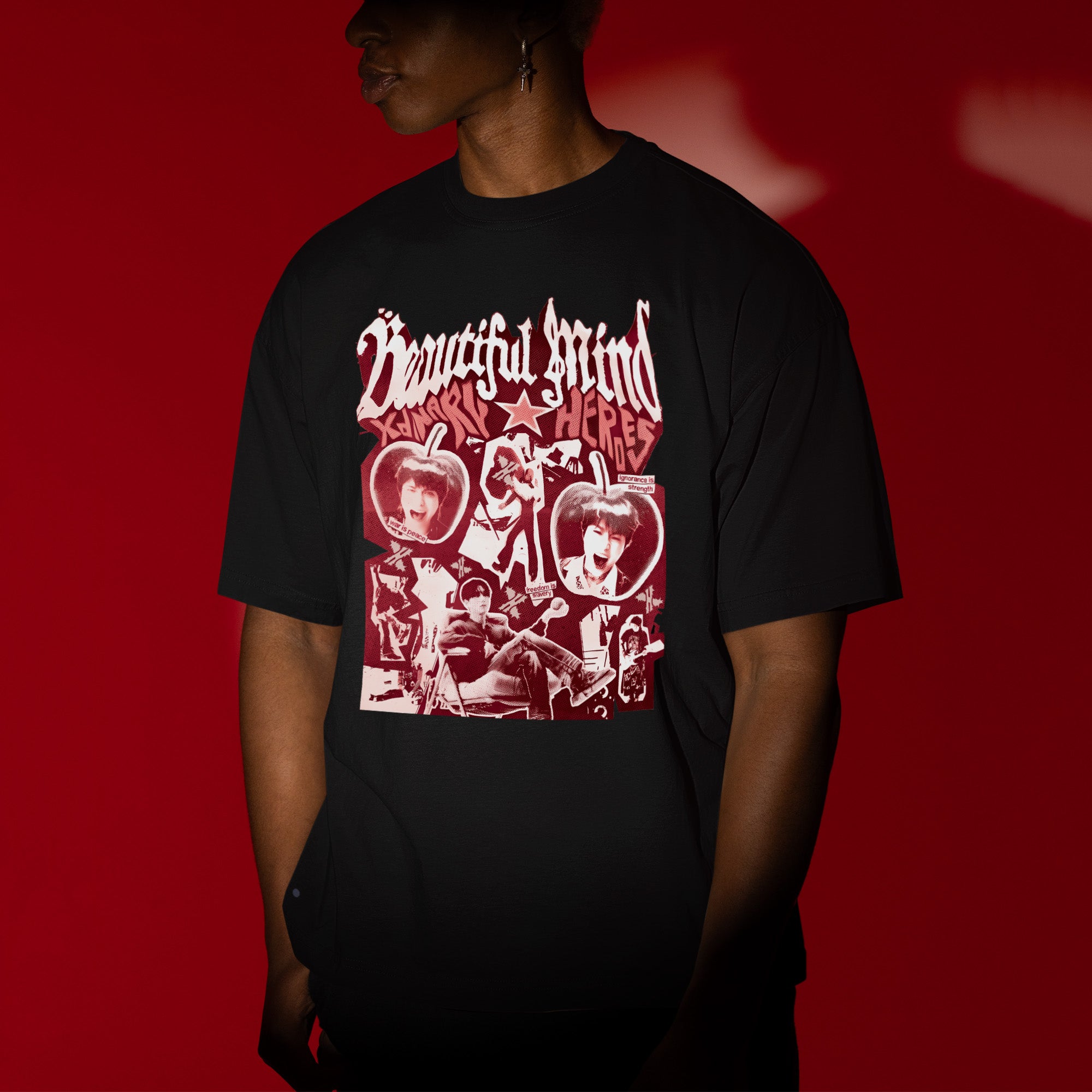 XDINARY HEROES Beautiful Mind T-Shirt - Men view, Y2K kpop concert tee
