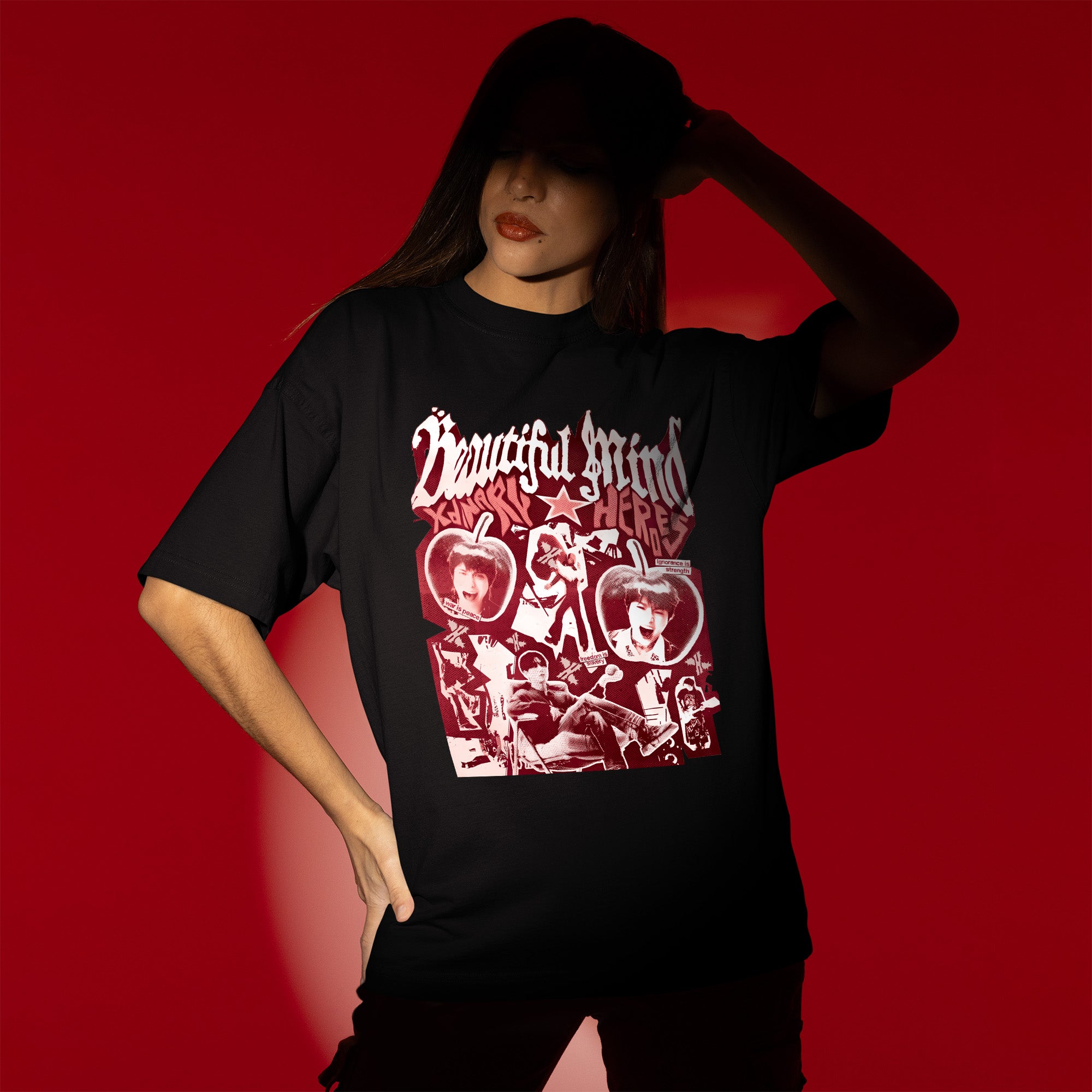 XDINARY HEROES Beautiful Mind T-Shirt - Women view, Y2K kpop concert tee