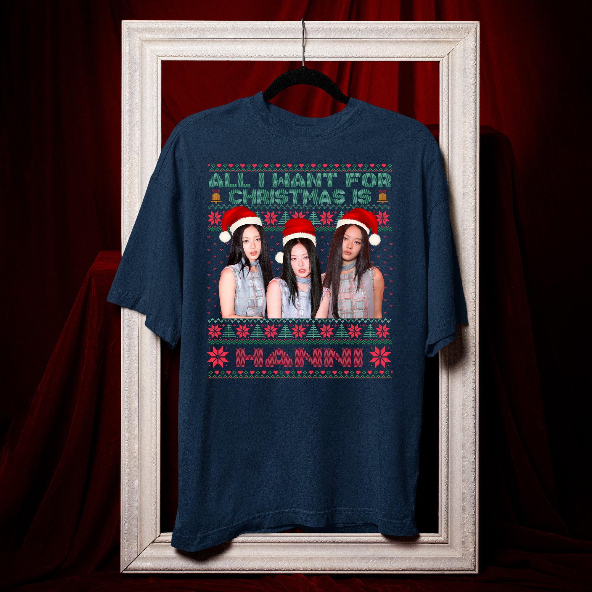All You Want For Christmas Is Hanni T-Shirt - Hang view, Y2K kpop concert tee
