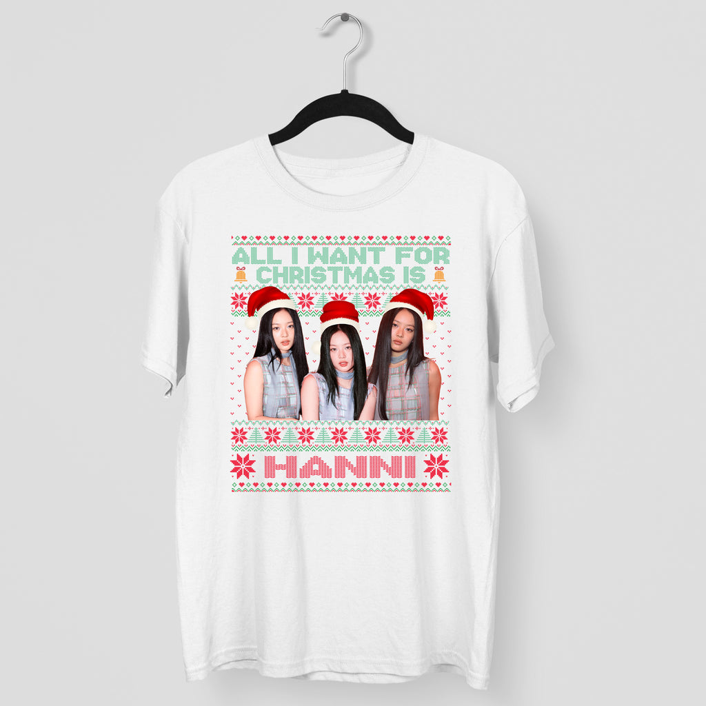 All You Want For Christmas Is Hanni T-Shirt - Main view, Y2K kpop concert tee