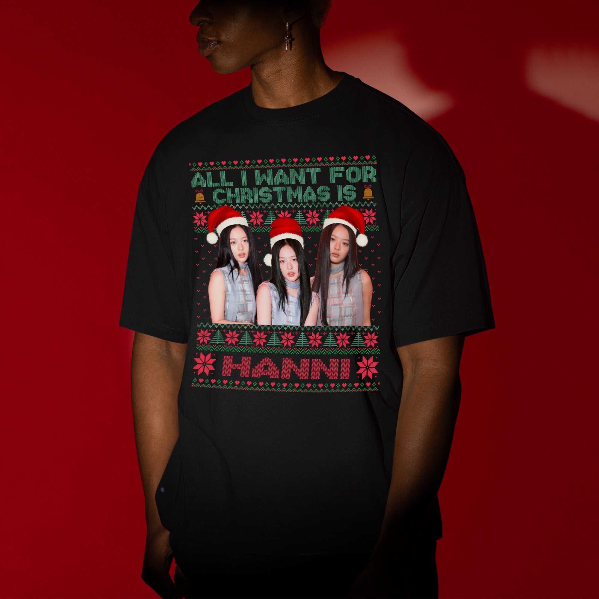All You Want For Christmas Is Hanni T-Shirt - Men view, Y2K kpop concert tee