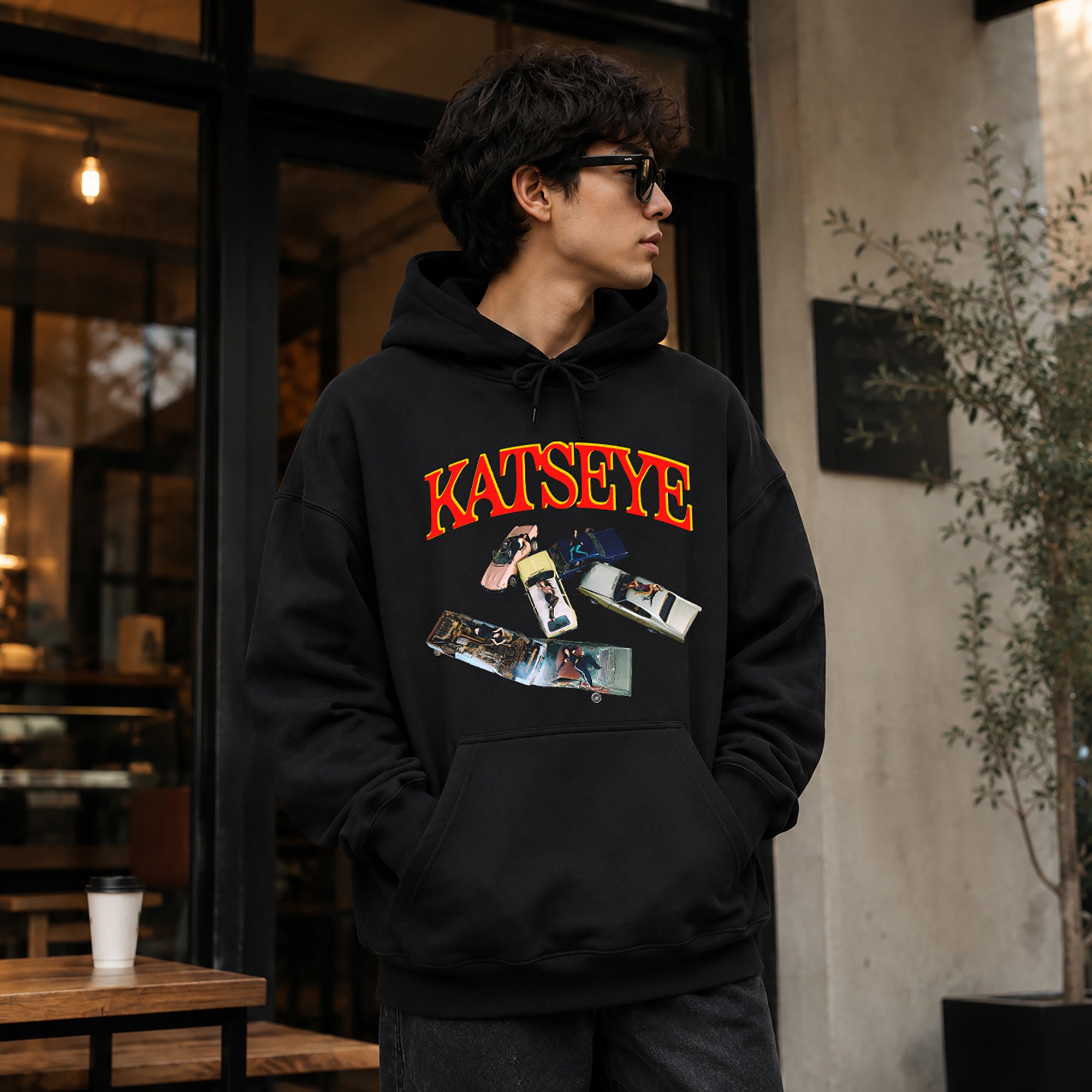 KATSEYE Beautiful Chaos Tracklist Inspired Hoodie - Men Front Life Style view, Y2K kpop concert hoodie