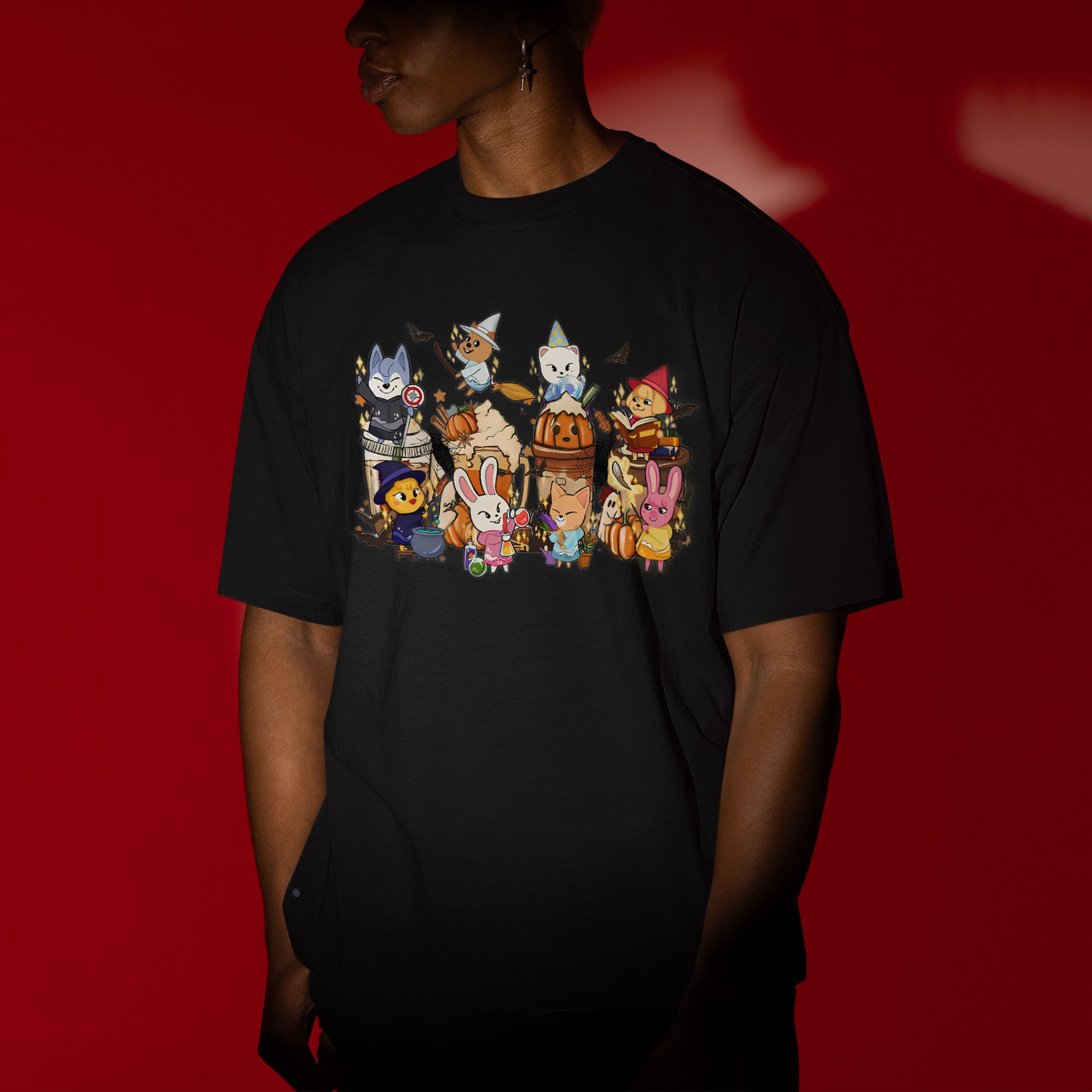 Stray Kids Skzoo Halloween T-Shirt - Men view, Y2K kpop concert tee