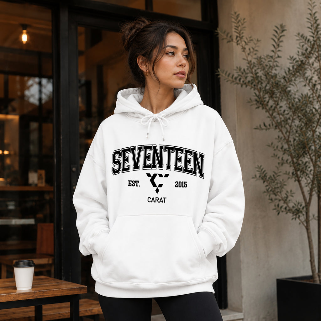 SEVENTEEN EST 2015 Hoodie - Women view, Y2K kpop concert hoodie