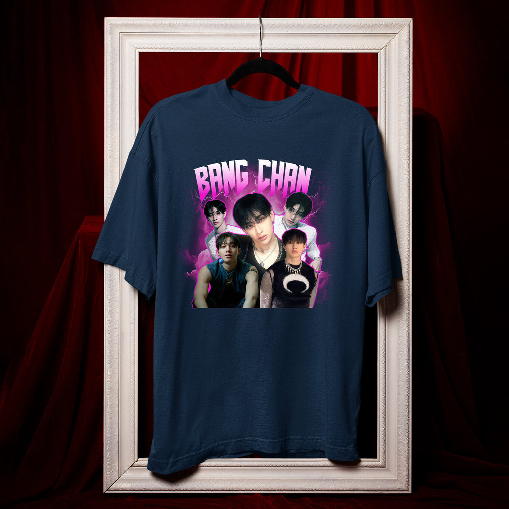 Stray Kids Bang Chan Graphic T-Shirt - Hang view, Y2K kpop concert tee