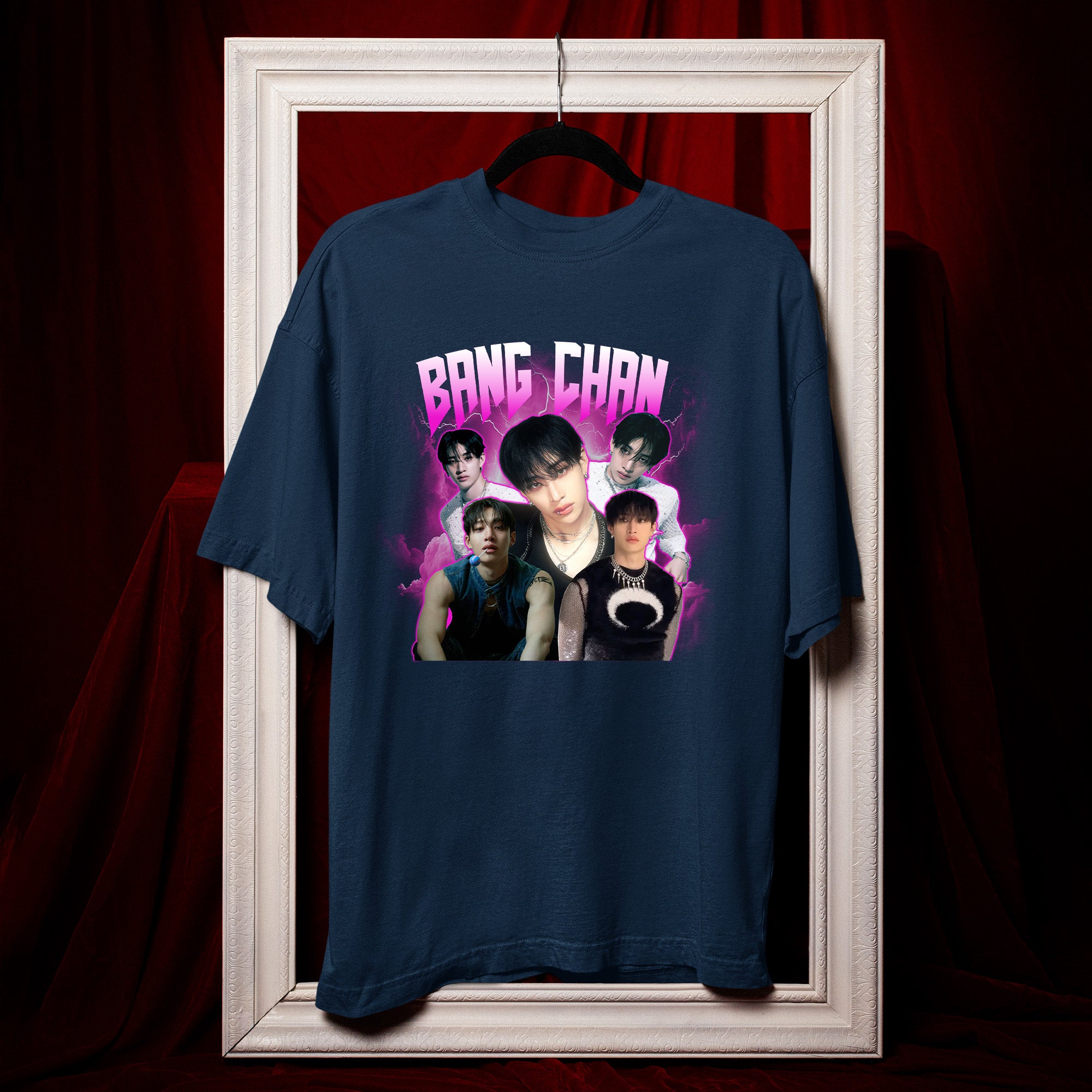 Stray Kids Bang Chan Graphic T-Shirt - Hang view, Y2K kpop concert tee