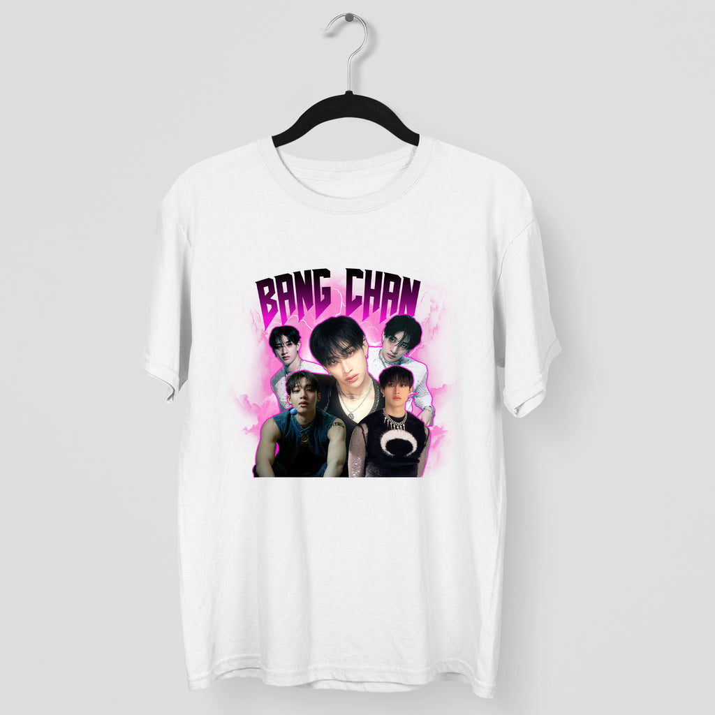 Stray Kids Bang Chan Graphic T-Shirt - Main view, Y2K kpop concert tee