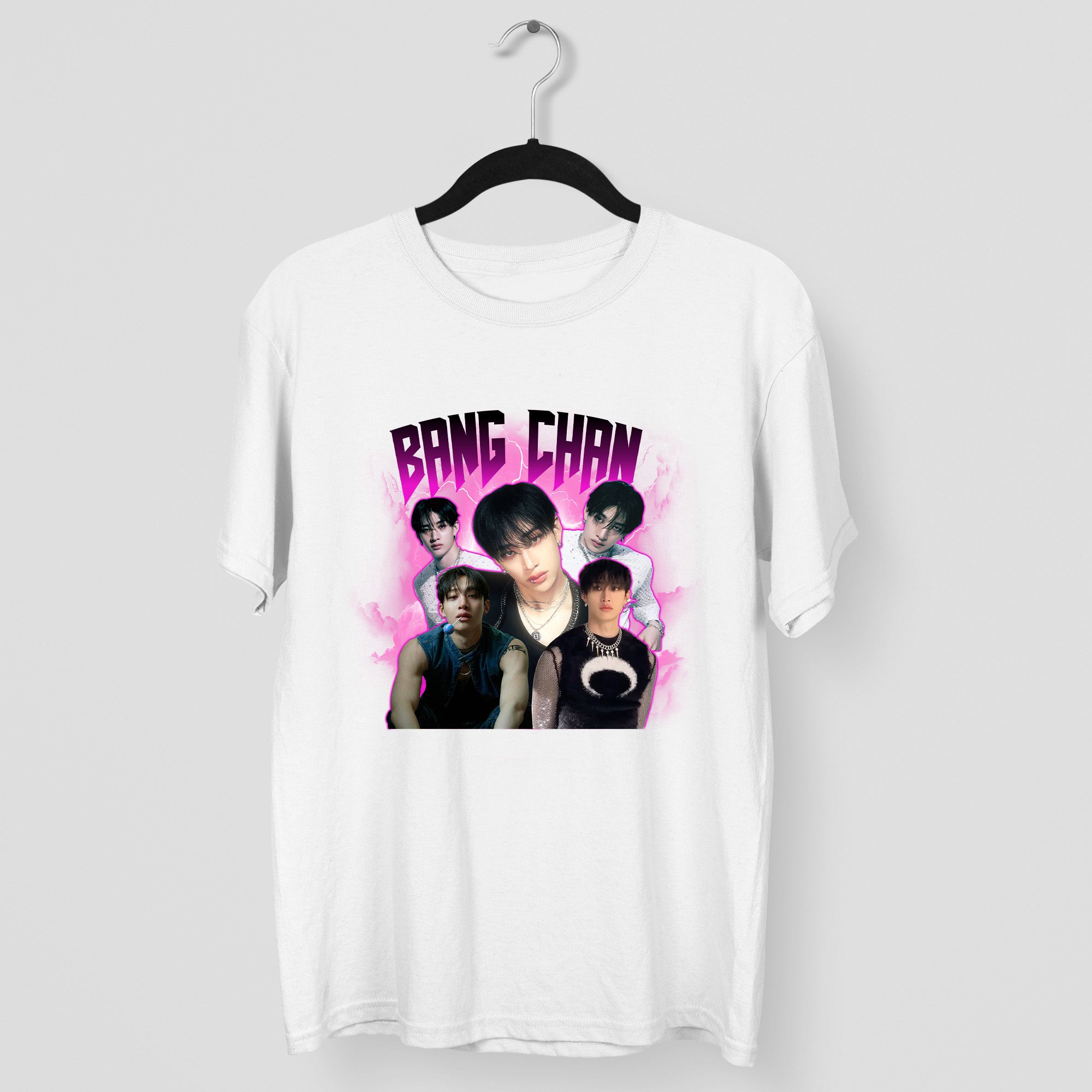Stray Kids Bang Chan Graphic T-Shirt - Main view, Y2K kpop concert tee