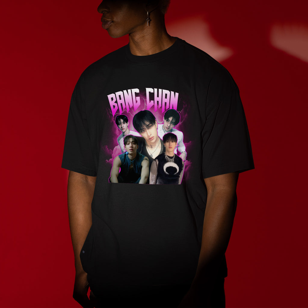 Stray Kids Bang Chan Graphic T-Shirt - Men view, Y2K kpop concert tee