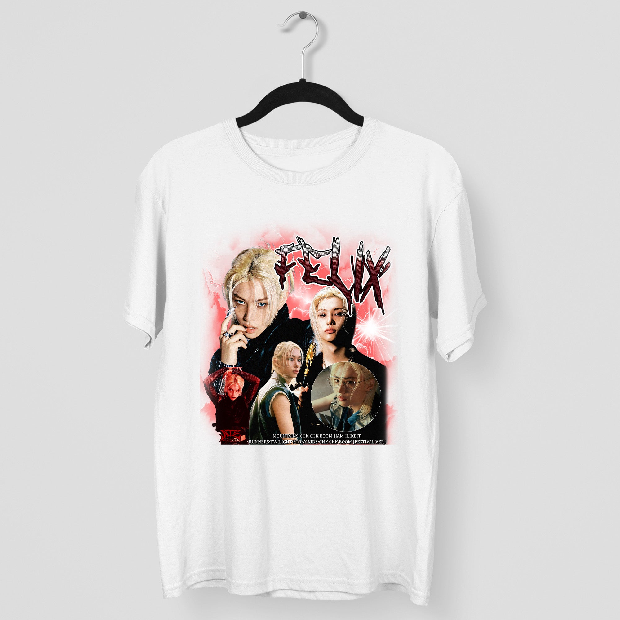 Stray Kids Felix Graphic T-Shirt - Main view, Y2K kpop concert tee