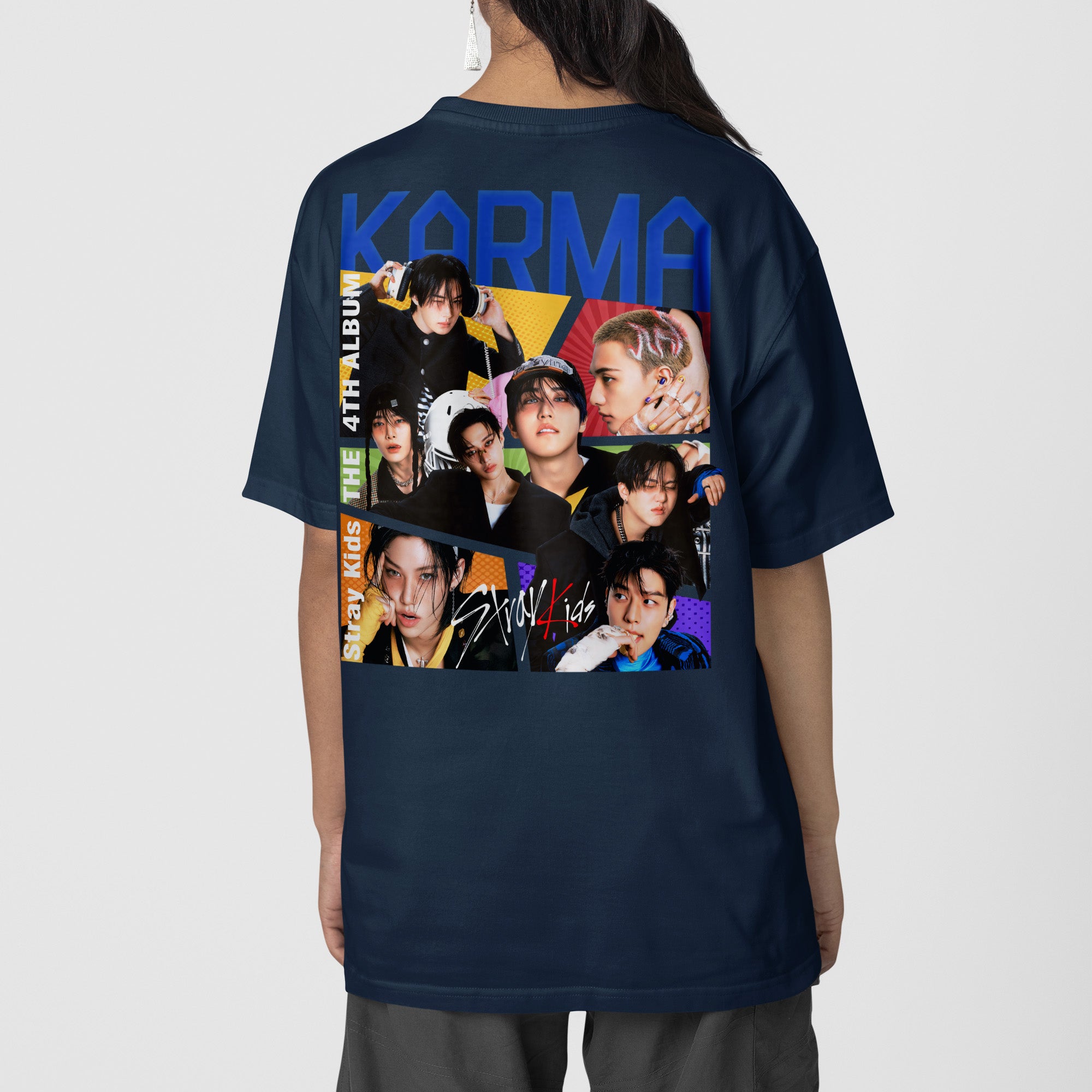 Stray Kids The 4th Album Karma T-Shirt - Back view, Y2K kpop concert tee