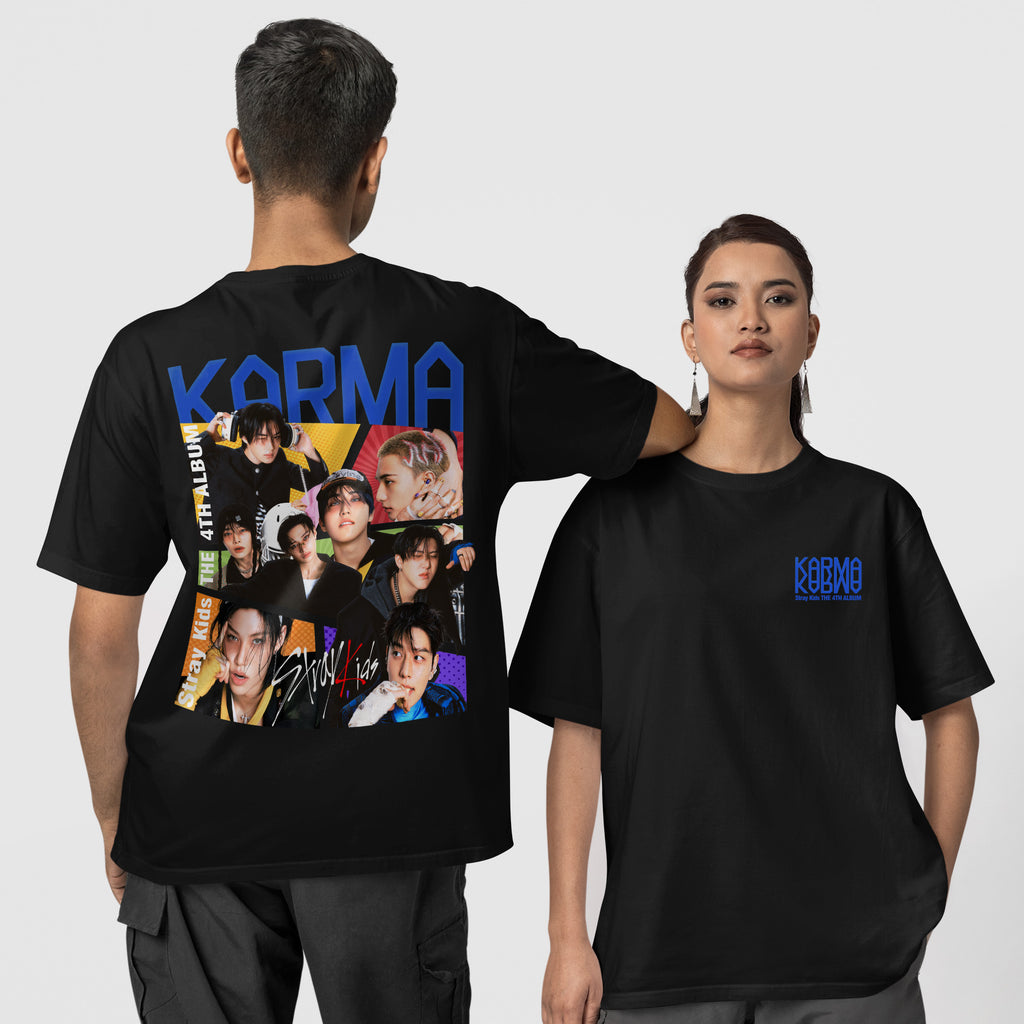 Stray Kids The 4th Album Karma T-Shirt - Couple 1 view, Y2K kpop concert tee